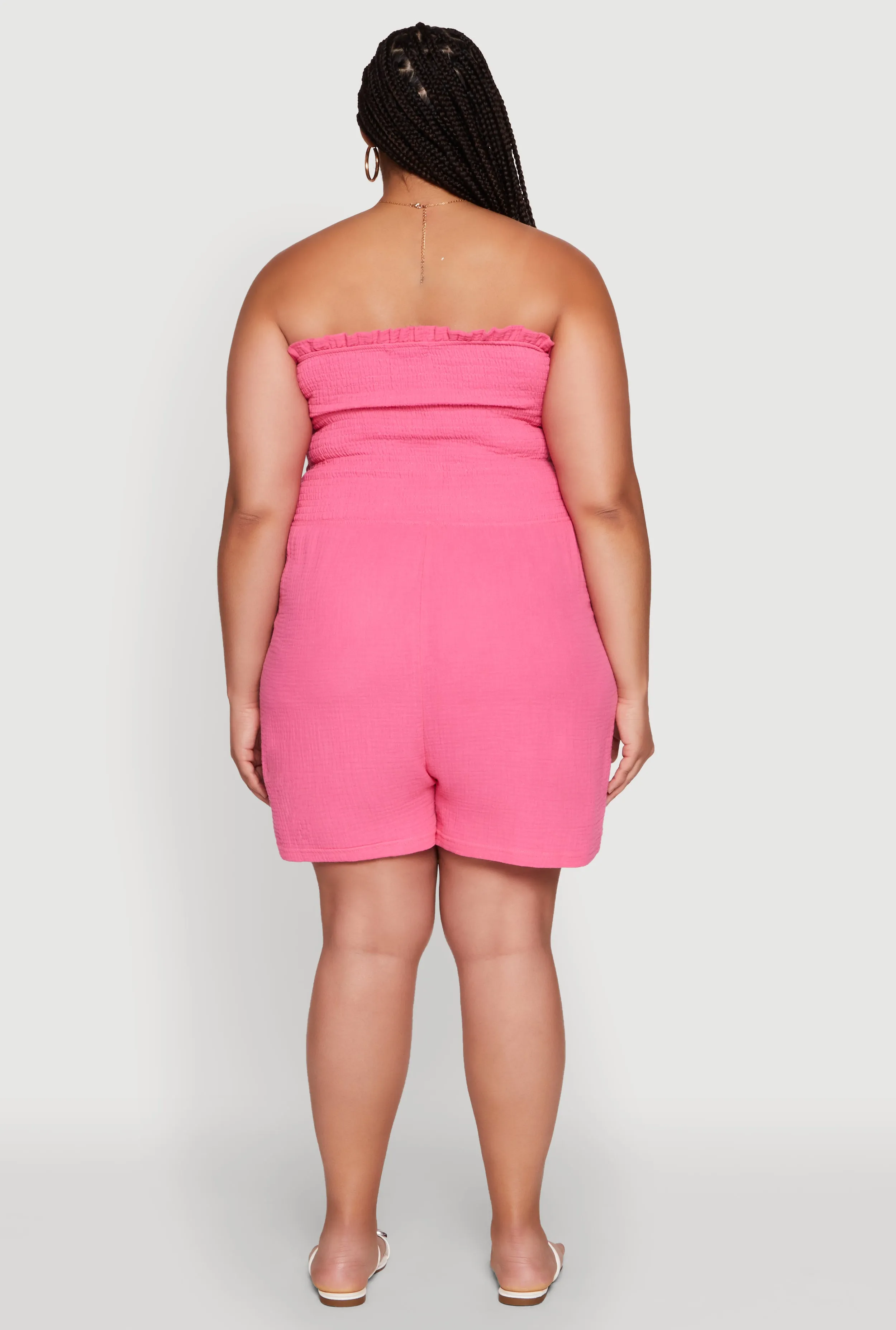 Plus Size Textured Knit Strapless Smocked Romper sold by Rainbow product image thumbnail 5