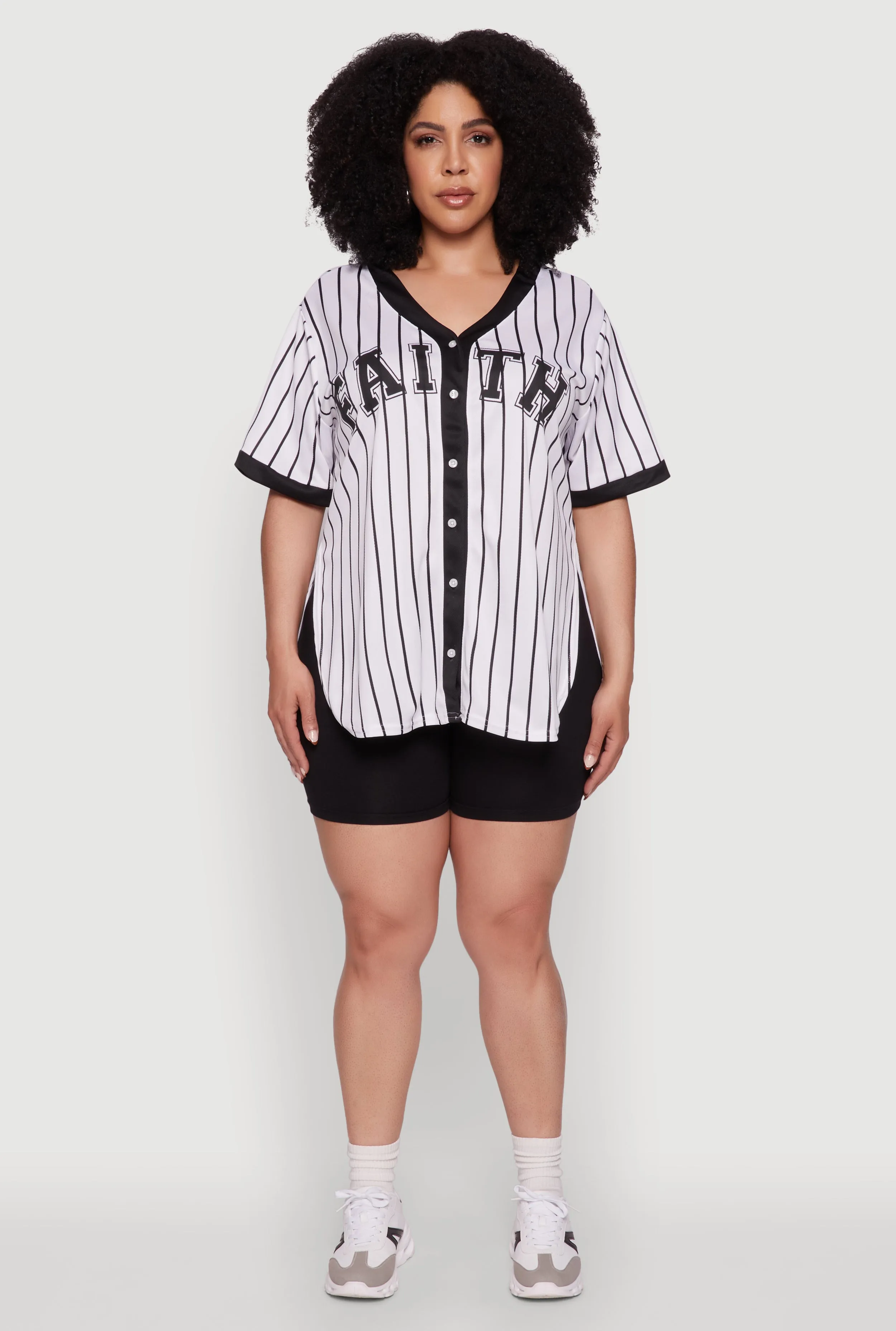 Plus Size Contrast Trim Faith Graphic Baseball Tee sold by Rainbow product image thumbnail 3