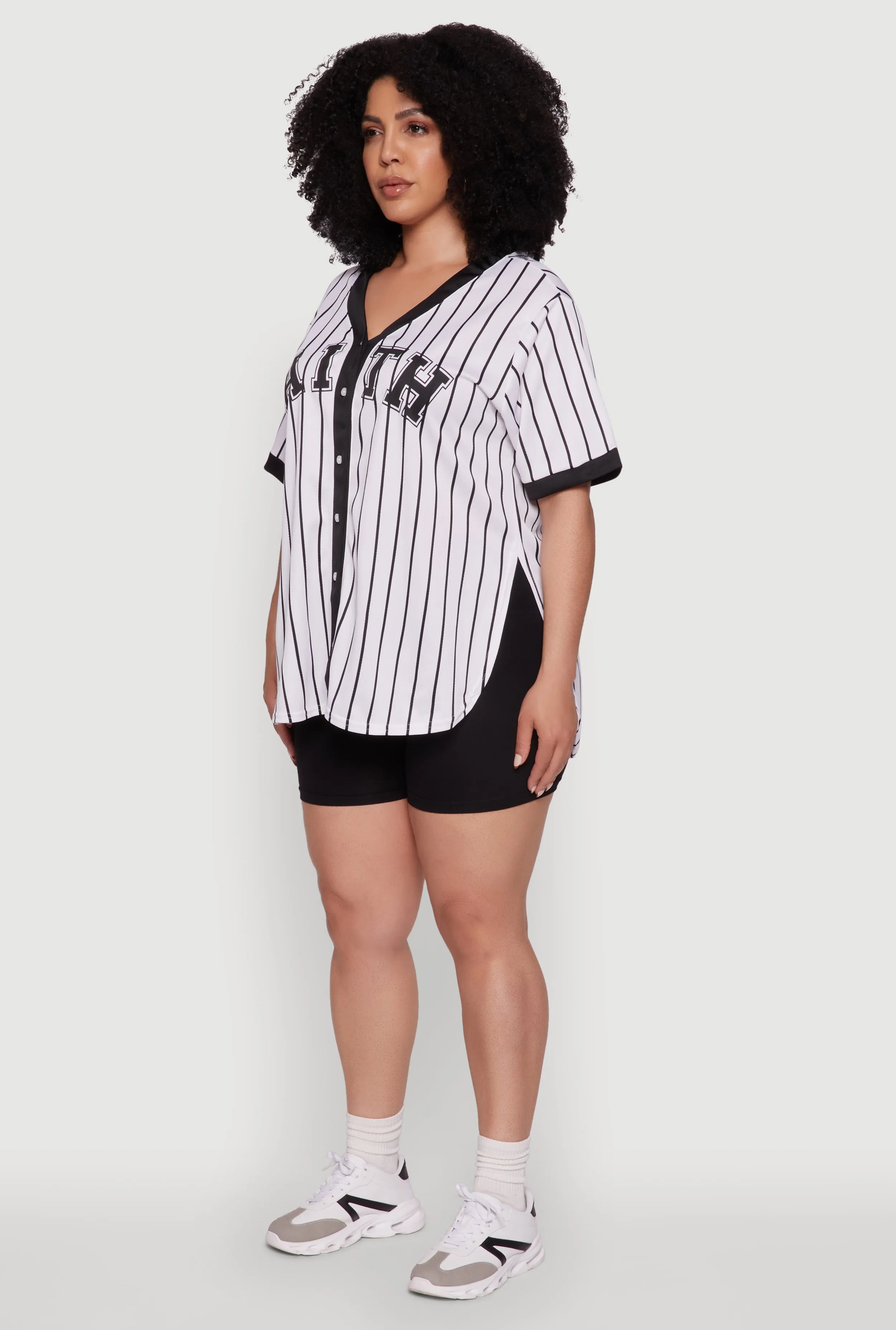Plus Size Contrast Trim Faith Graphic Baseball Tee sold by Rainbow product image thumbnail 5