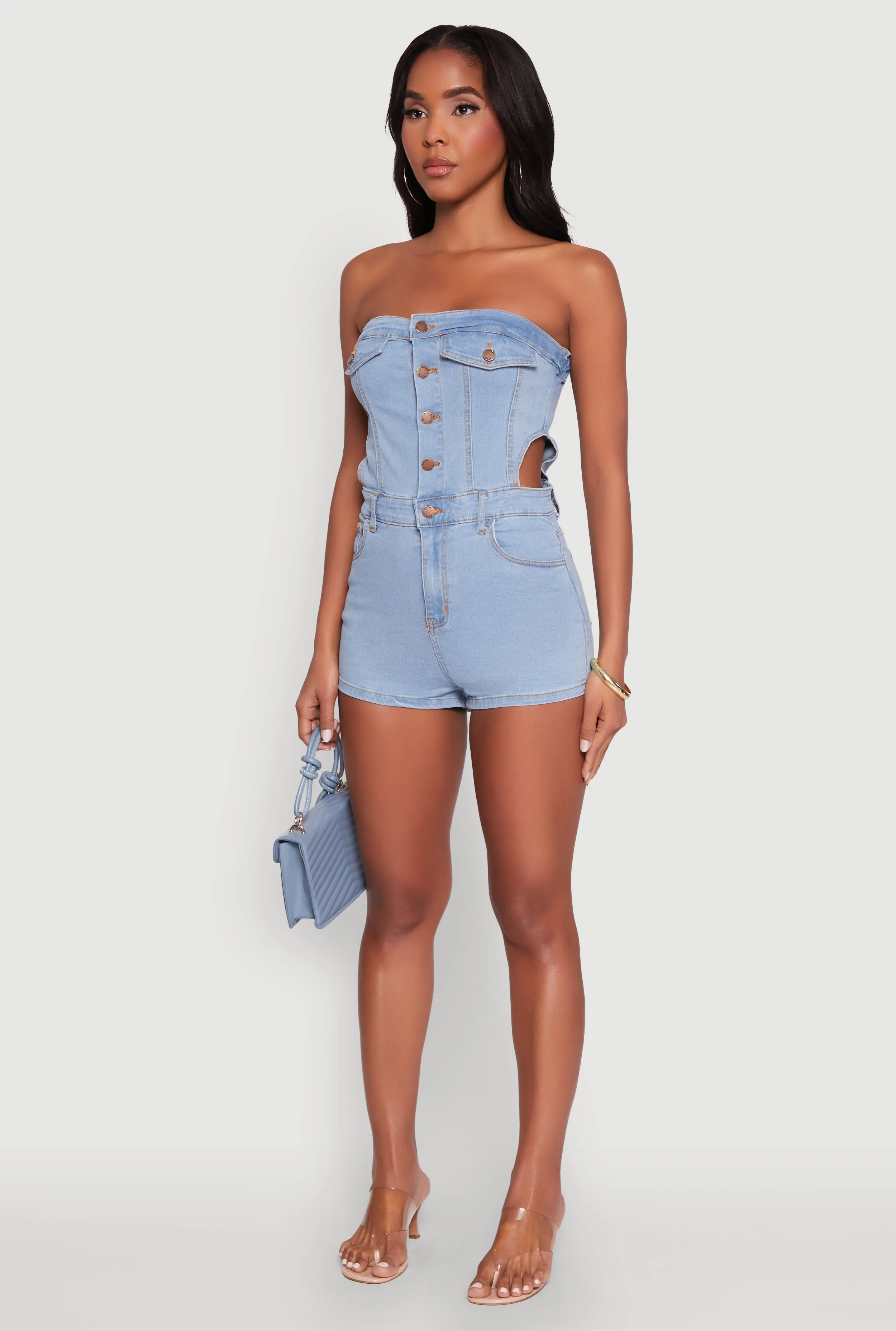 Daisy Denim Strapless Romper with Side Cut Outs sold by Rainbow product image thumbnail 3
