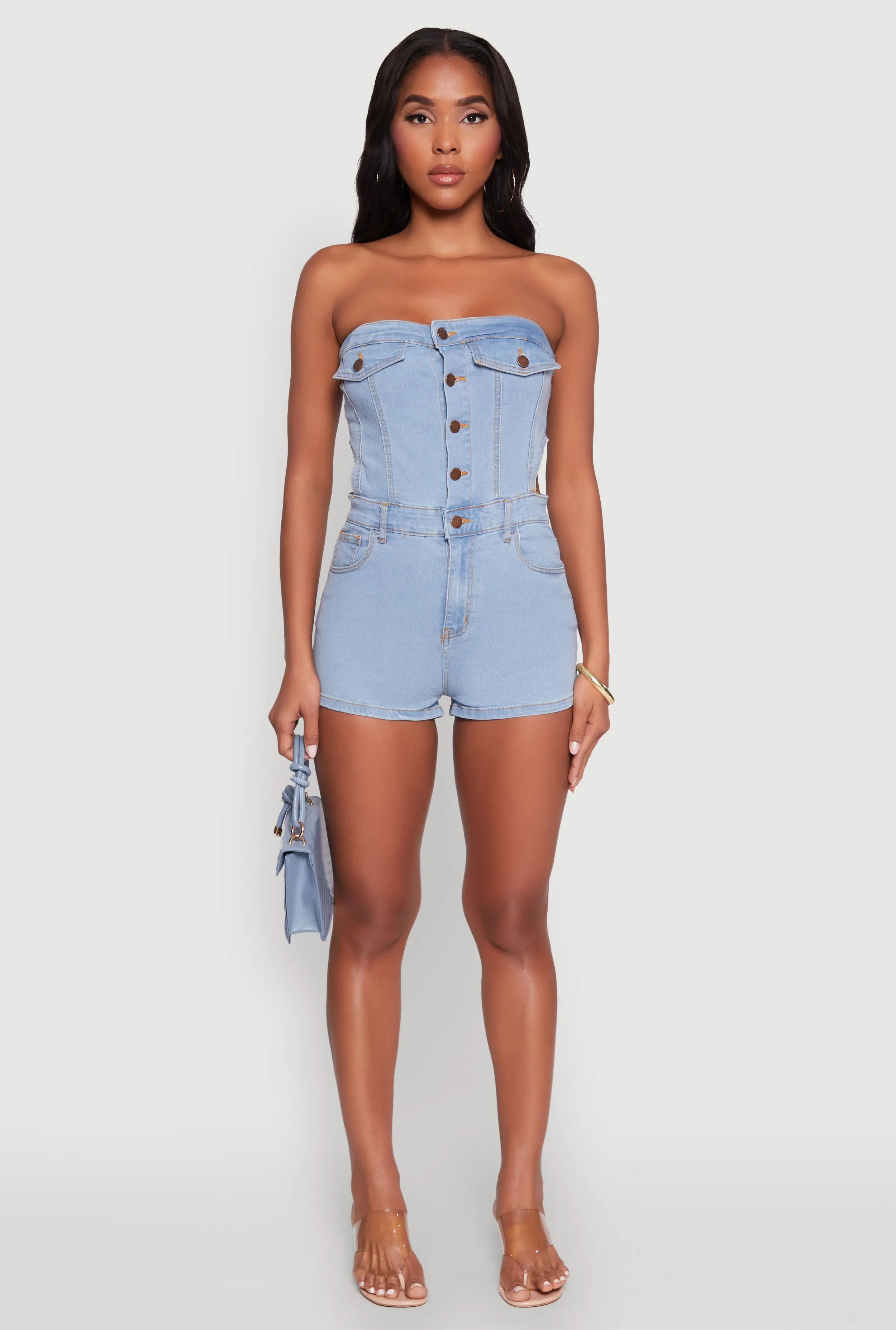 Daisy Denim Strapless Romper with Side Cut Outs sold by Rainbow product image thumbnail 2