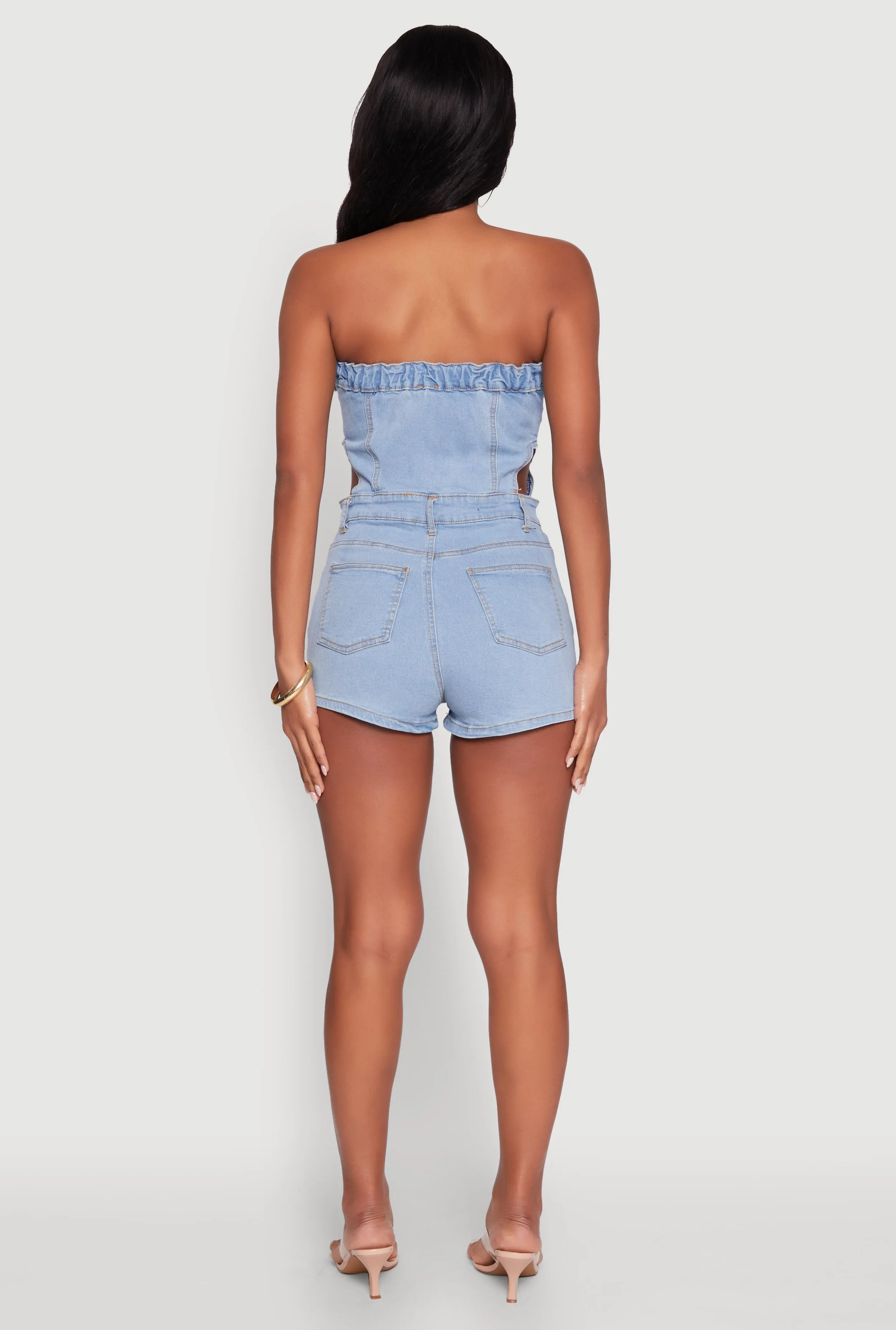 Daisy Denim Strapless Romper with Side Cut Outs sold by Rainbow product image thumbnail 5