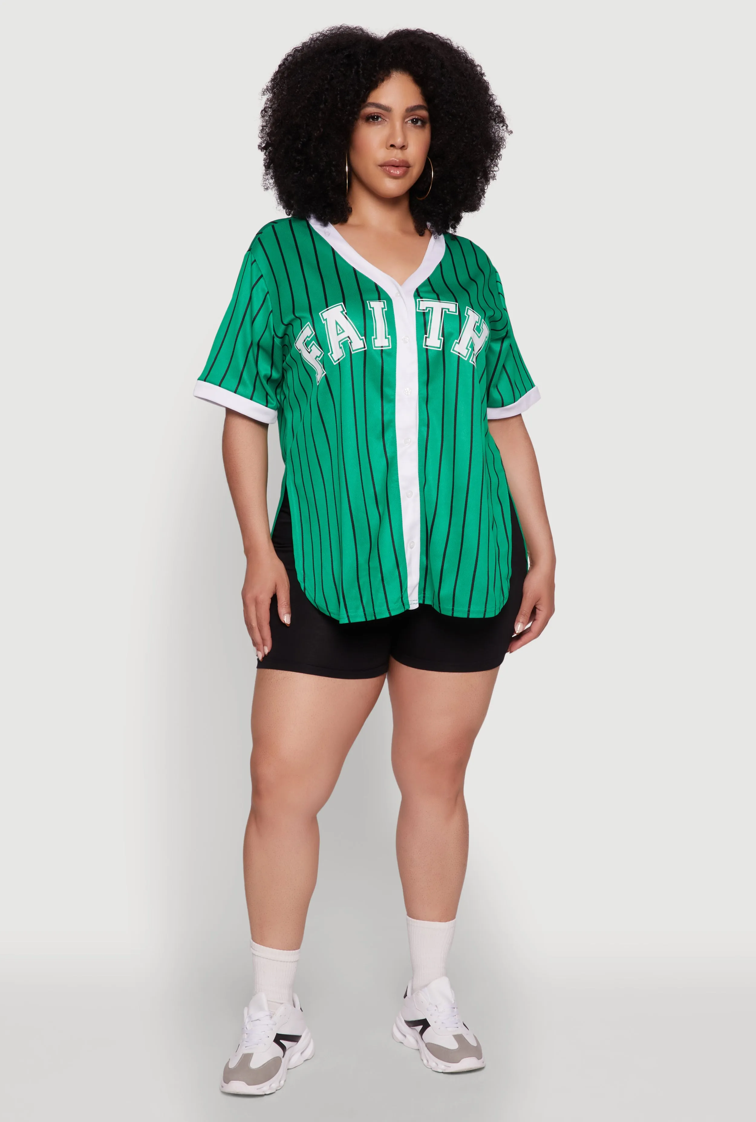 Plus Size Contrast Trim Faith Graphic Baseball Tee sold by Rainbow product image thumbnail 3