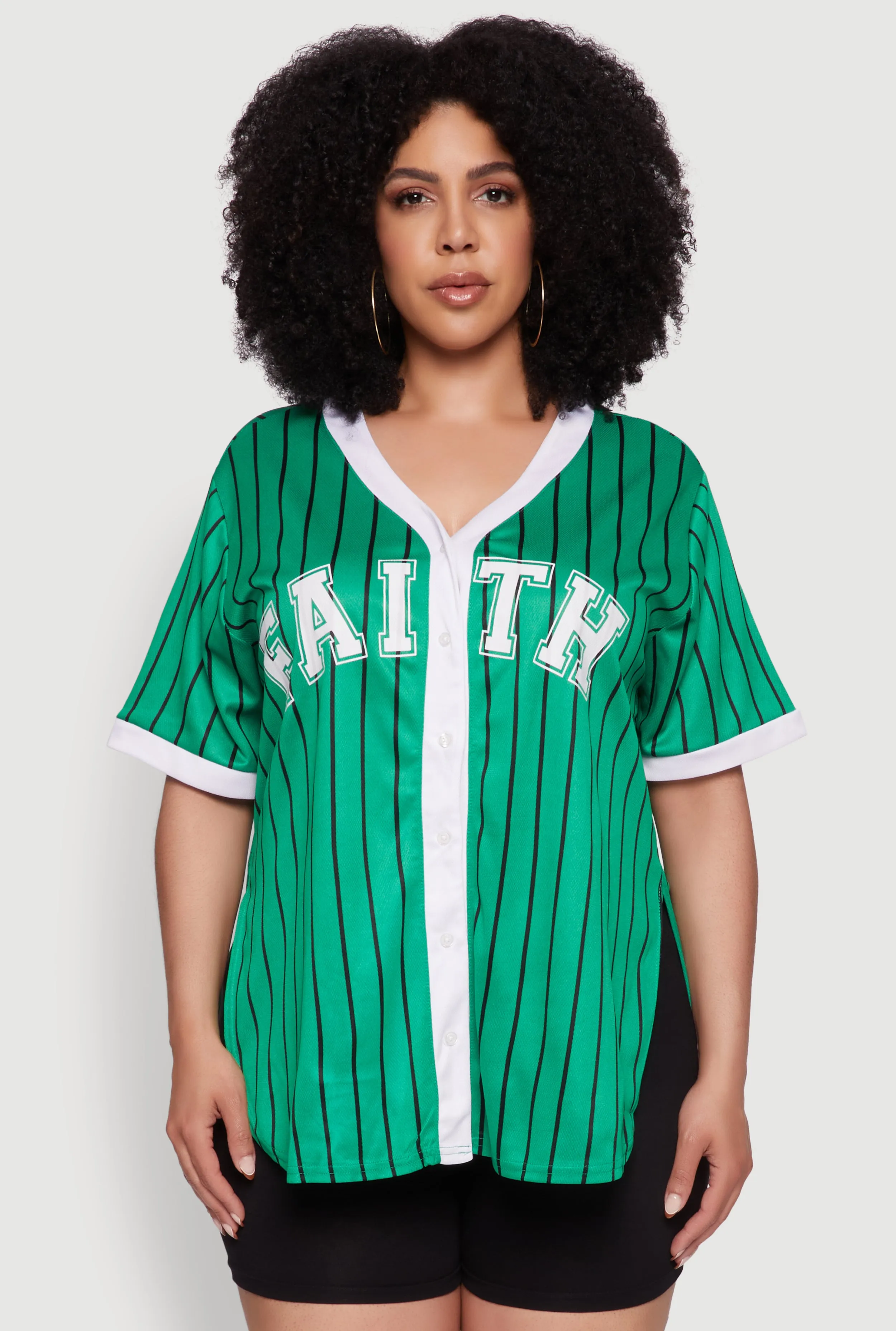 Plus Size Contrast Trim Faith Graphic Baseball Tee sold by Rainbow product image thumbnail 2