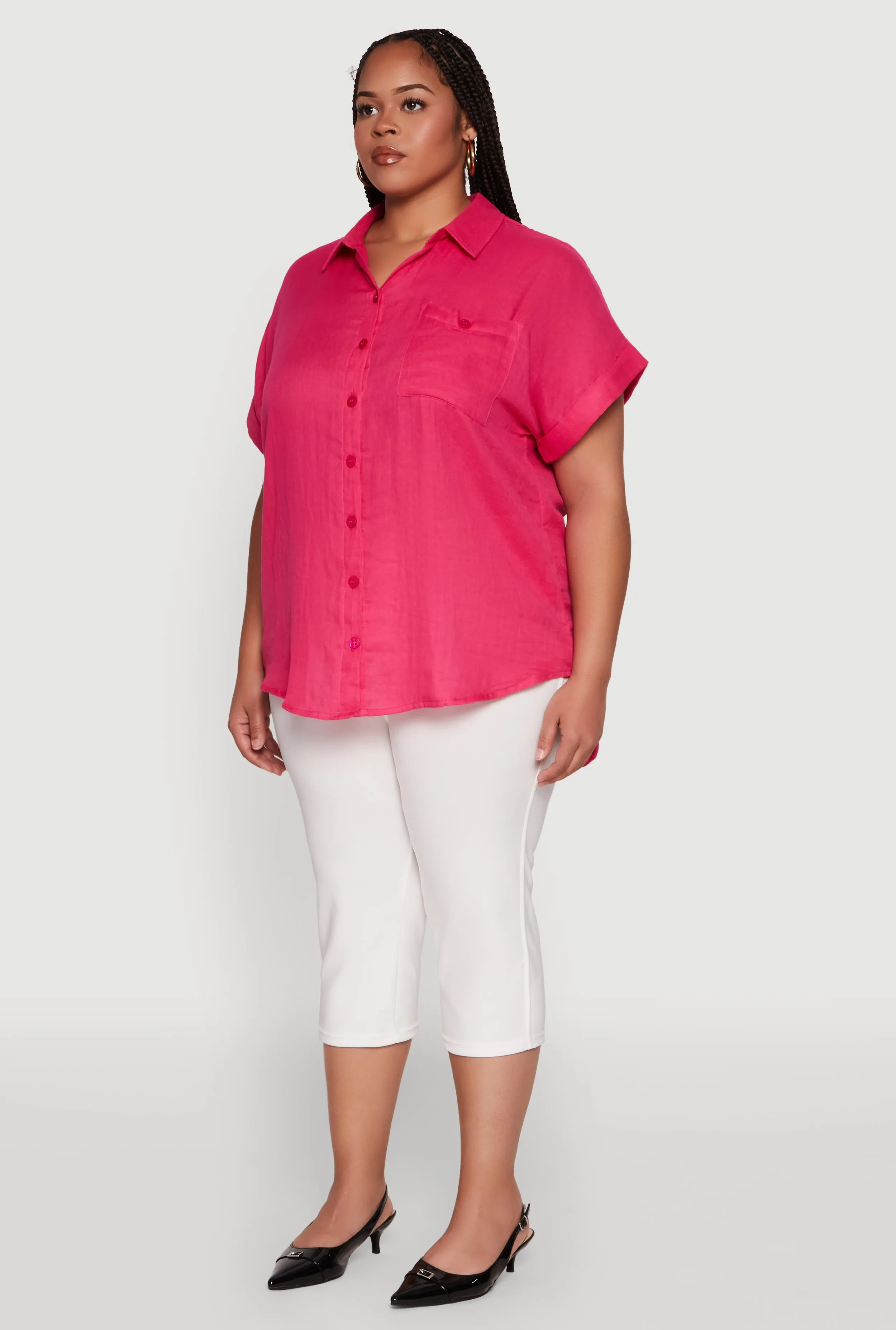 Plus Size Short Sleeve Rolled Cuff Shirt sold by Rainbow product image thumbnail 5