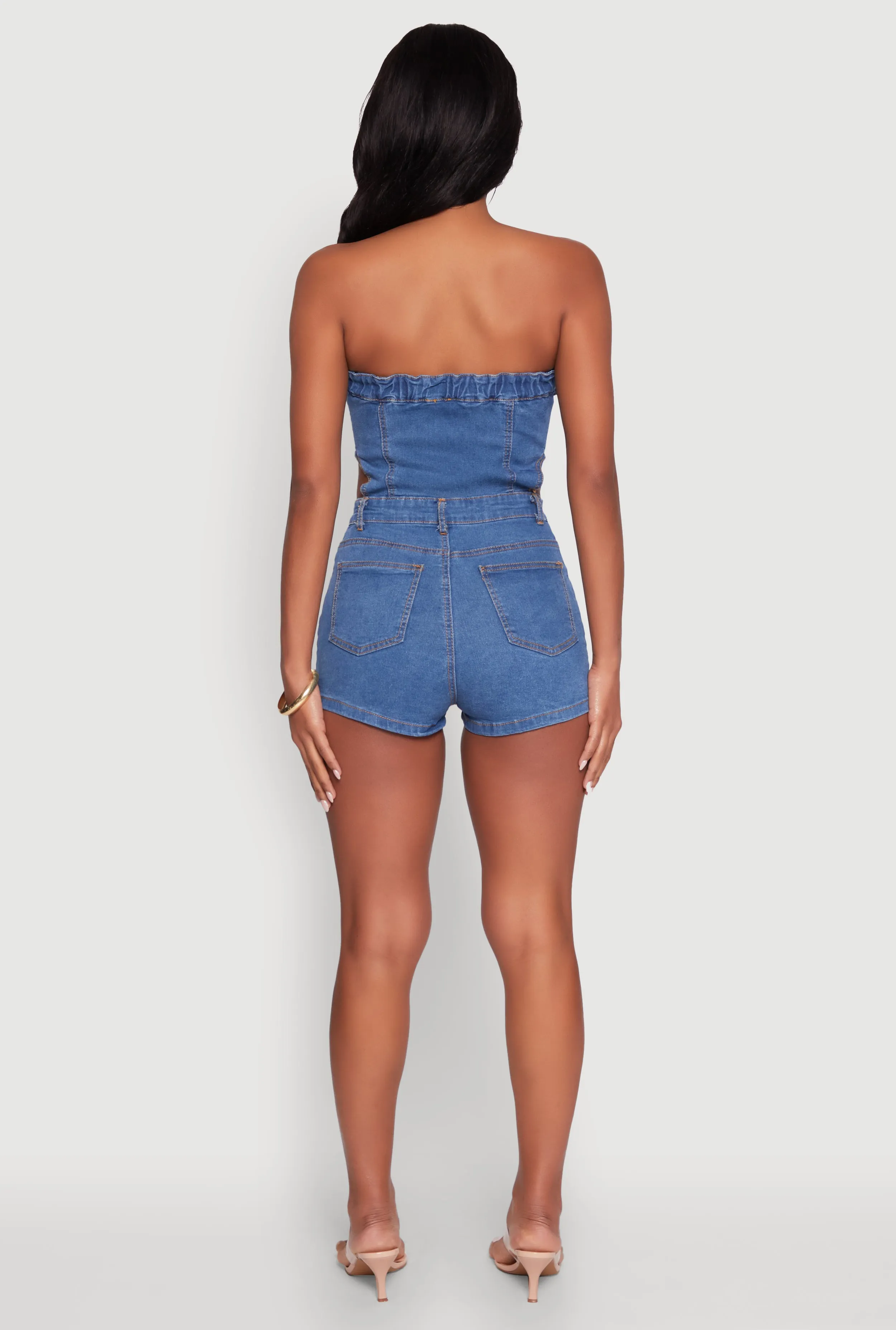 Daisy Denim Strapless Romper with Side Cut Outs sold by Rainbow product image thumbnail 5
