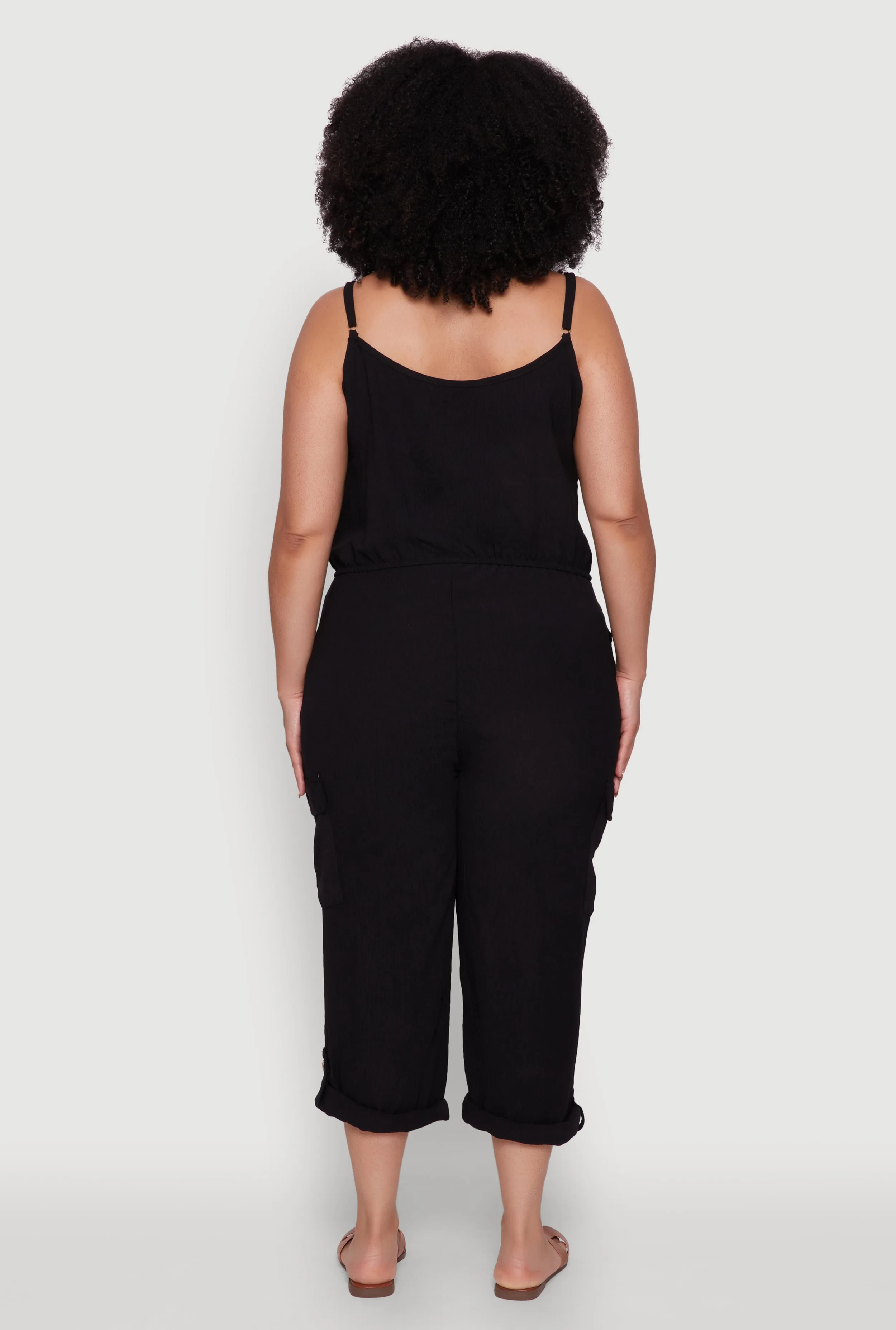 Plus Size Sleeveless Cargo Jumpsuit with Rolled Cuffs sold by Rainbow product image thumbnail 3
