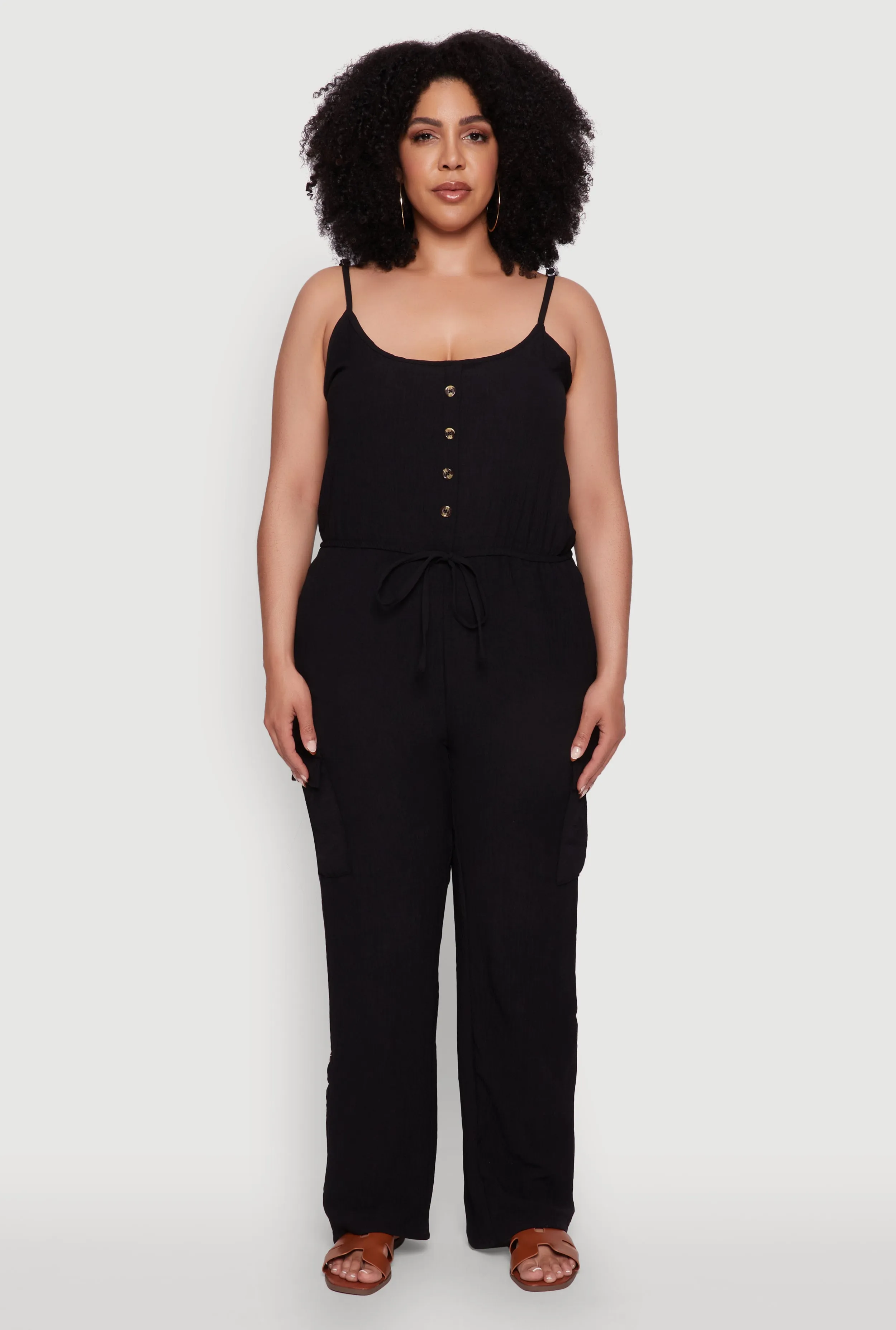 Plus Size Sleeveless Cargo Jumpsuit with Rolled Cuffs sold by Rainbow product image thumbnail 5