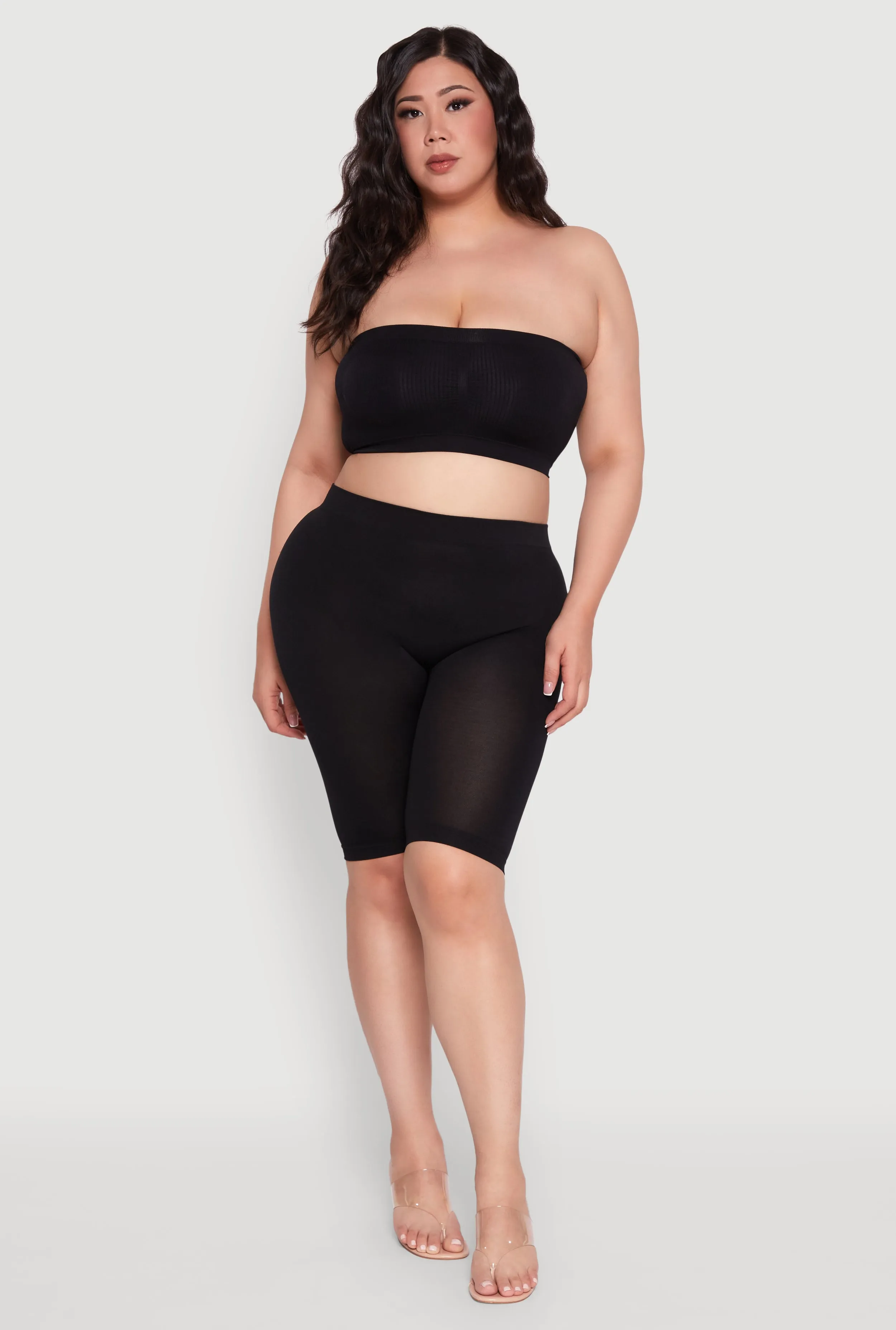 Plus Size Solid Seamless Ribbed Knit Bandeau Bra sold by Rainbow product image thumbnail 3