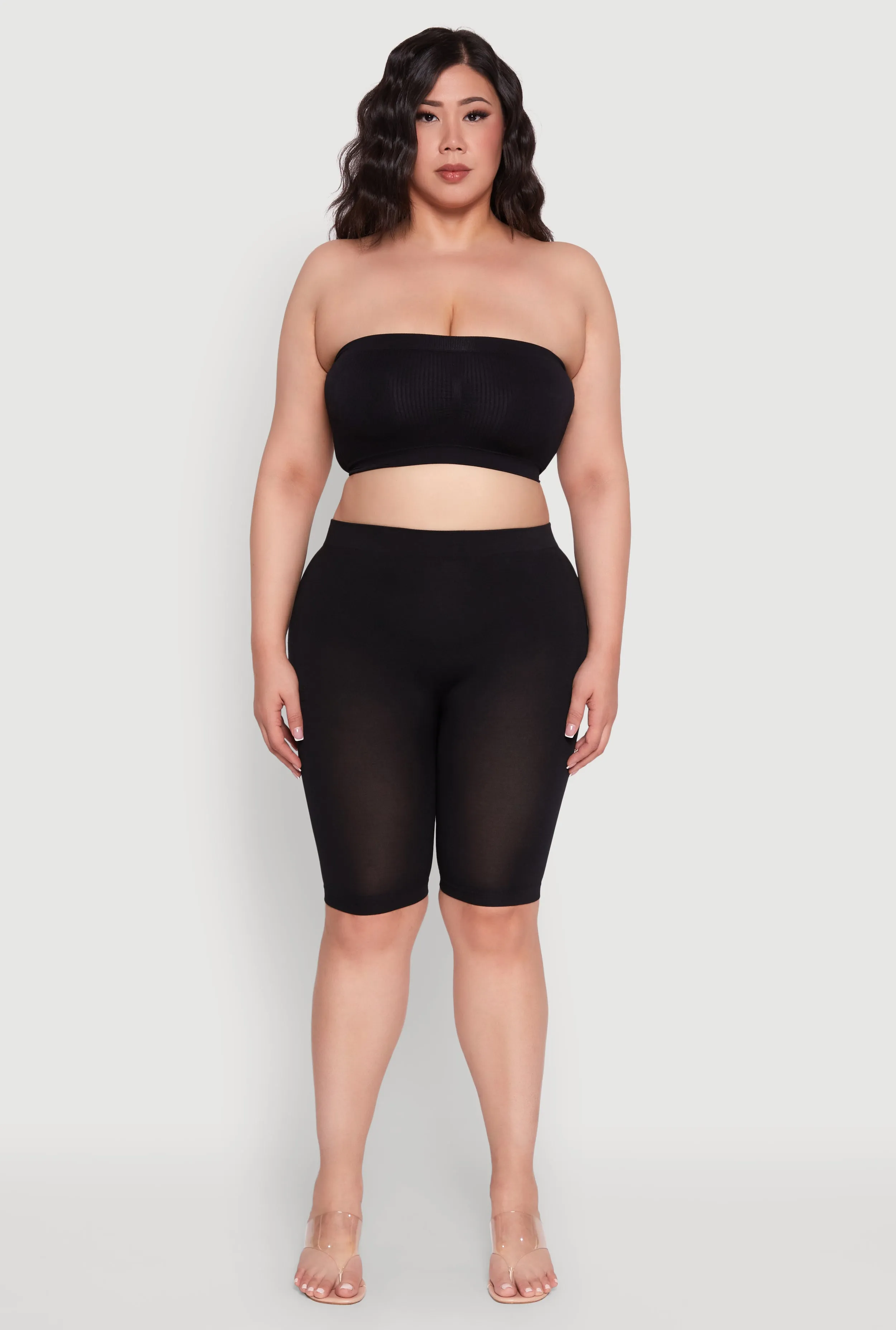 Plus Size Solid Seamless Ribbed Knit Bandeau Bra sold by Rainbow product image thumbnail 2