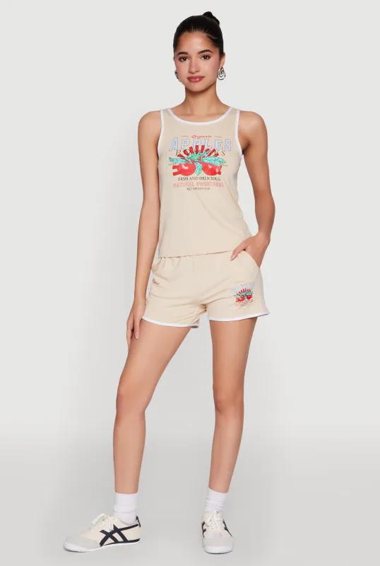 Organic Apples Graphic Contrast Trim Shorts sold by Rainbow