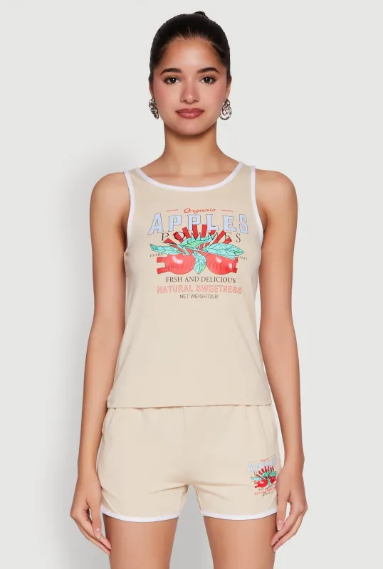 Organic Apples Graphic Tank Top with Contrast Trim sold by Rainbow