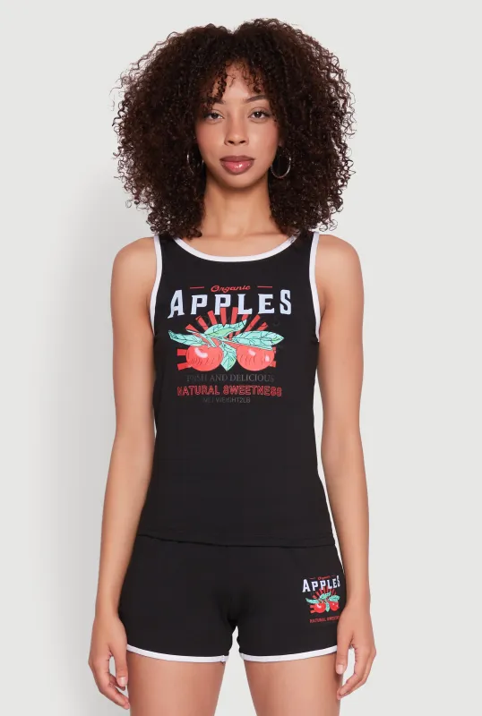 Organic Apples Graphic Tank Top with Contrast Trim sold by Rainbow