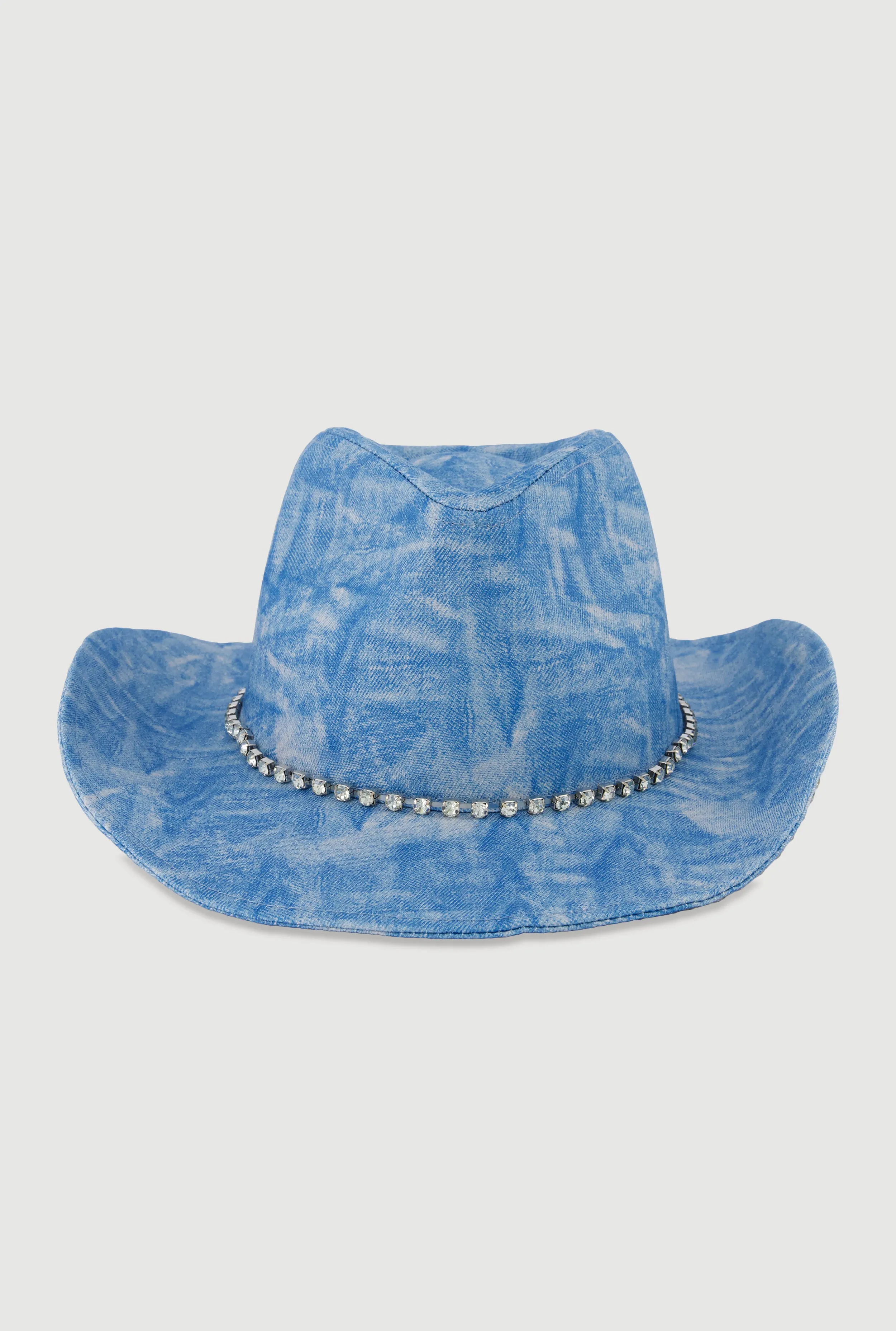 Rhinestone Trim Denim Print Cowboy Hat sold by Rainbow product image thumbnail 3