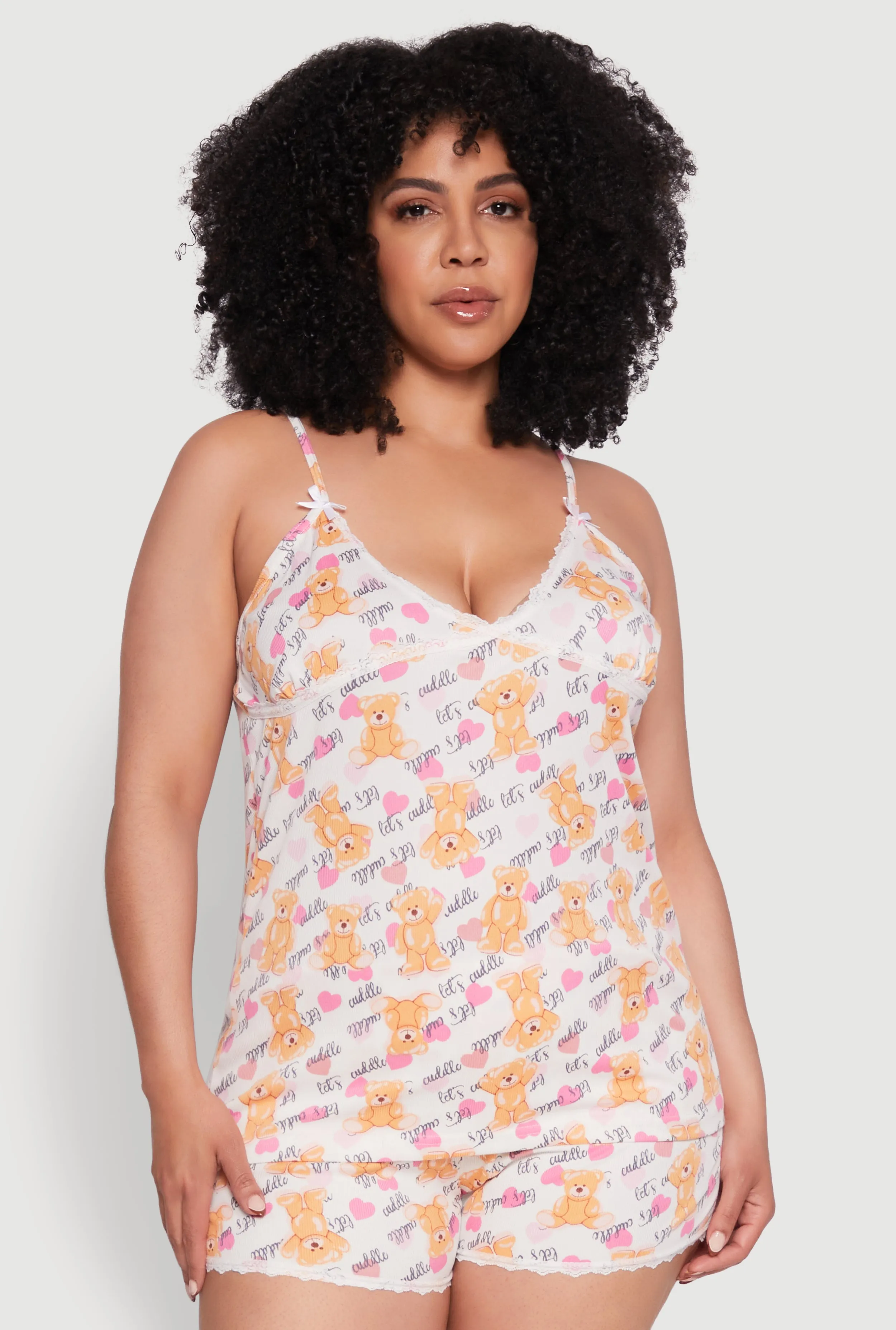 Plus Size Lets Cuddle Graphic Sleeveless Pajama Top and Shorts Set sold by Rainbow product image thumbnail 2