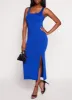 Square Neck Side Slit Maxi Tank Dress sold by Rainbow