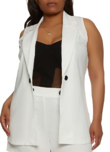 Plus Size Solid Crepe Knit Blazer Vest sold by Rainbow