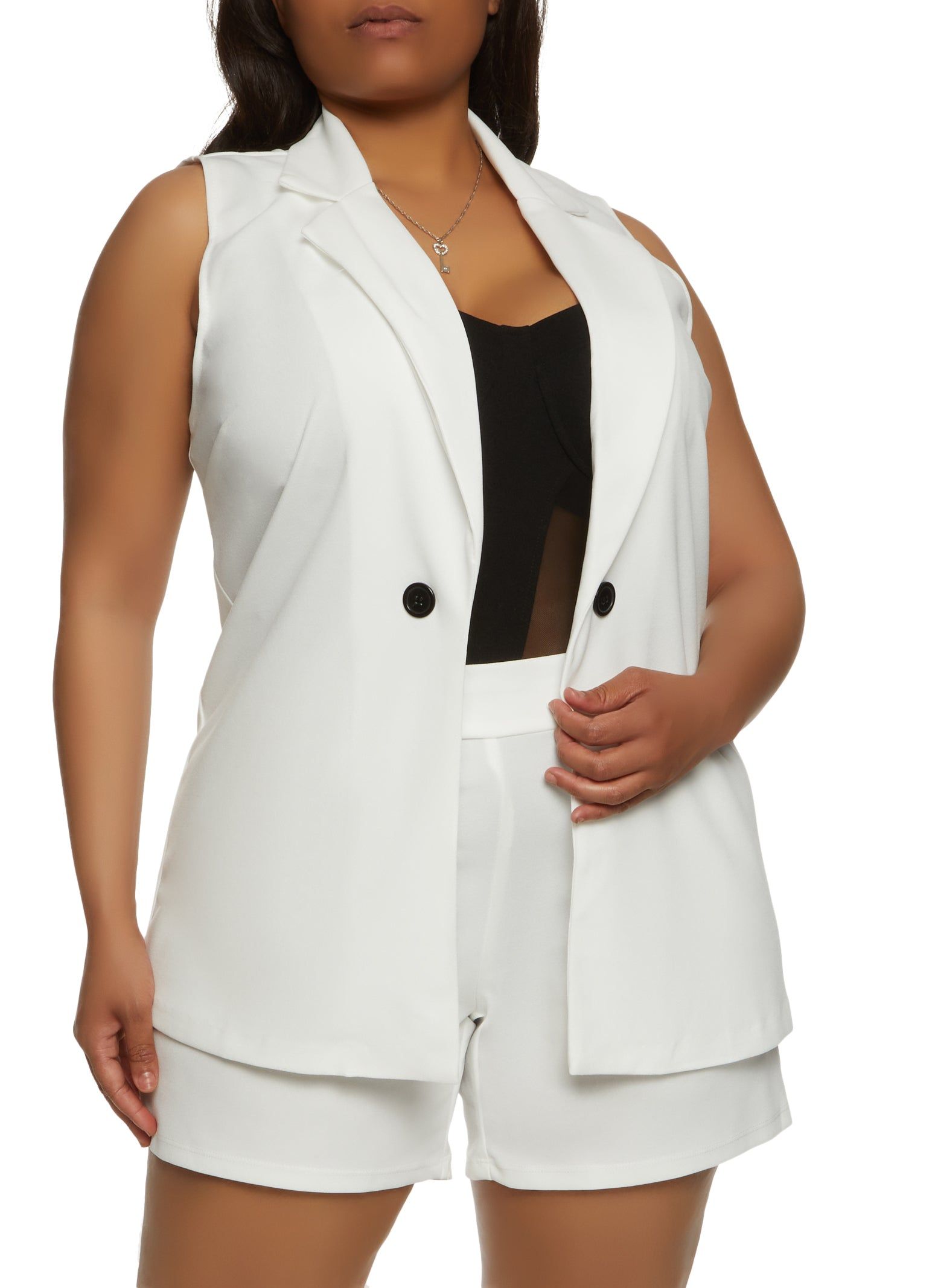Plus Size Solid Crepe Knit Blazer Vest sold by Rainbow product image thumbnail 2