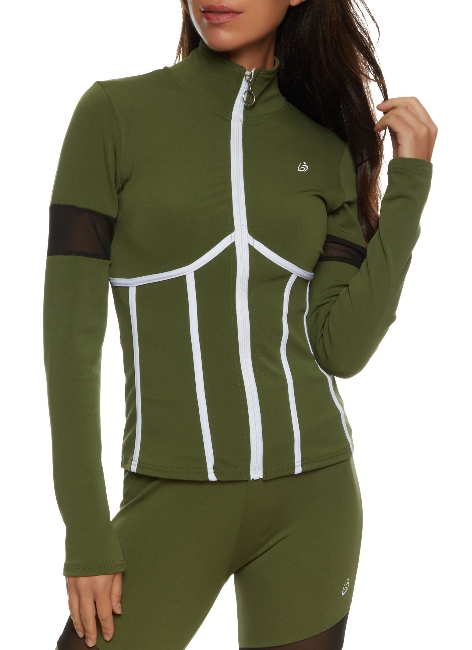 Mock Neck Contrast Piping Track Jacket sold by Rainbow