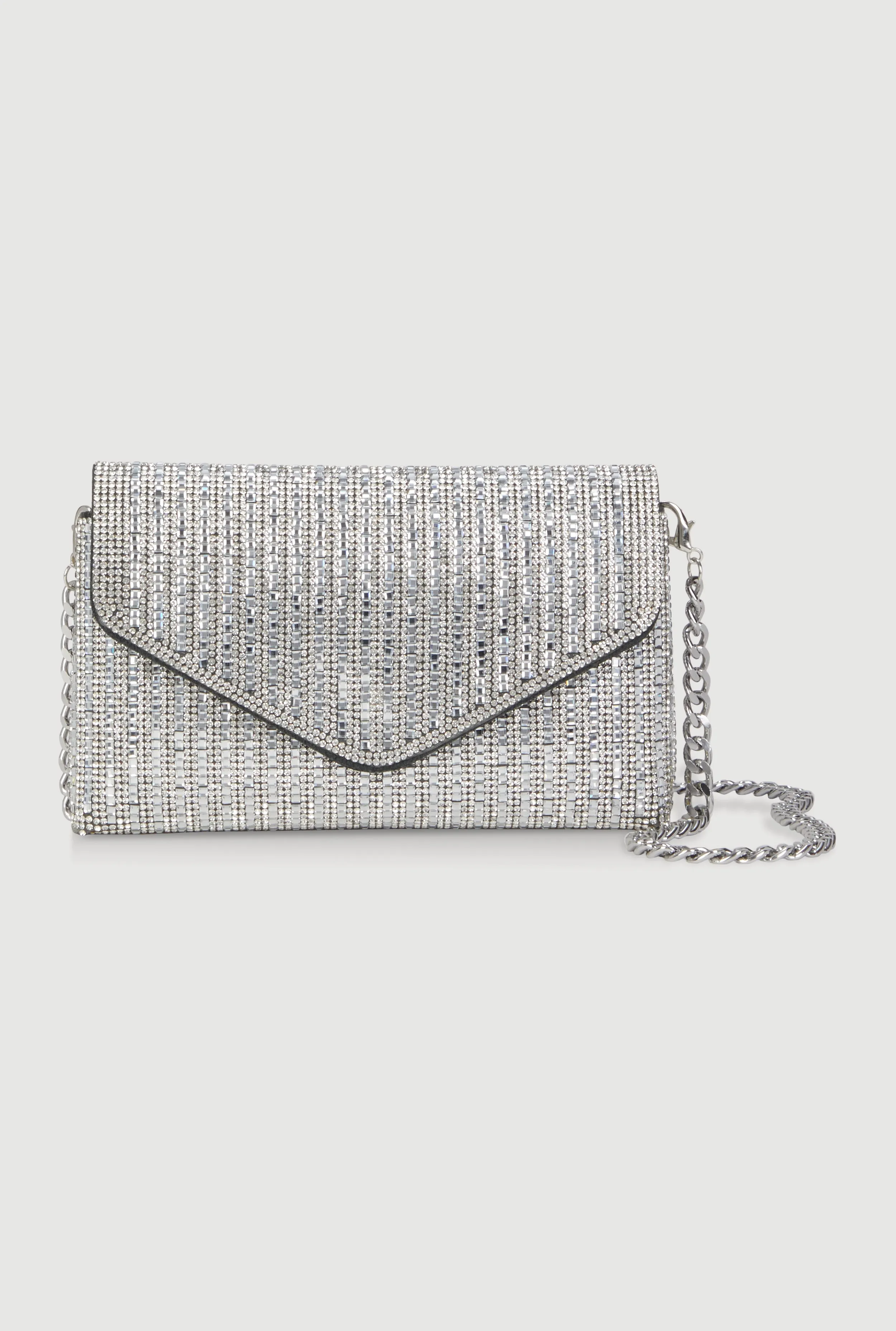 Rhinestone Envelope Clutch Bag with Removable Chain Strap sold by Rainbow