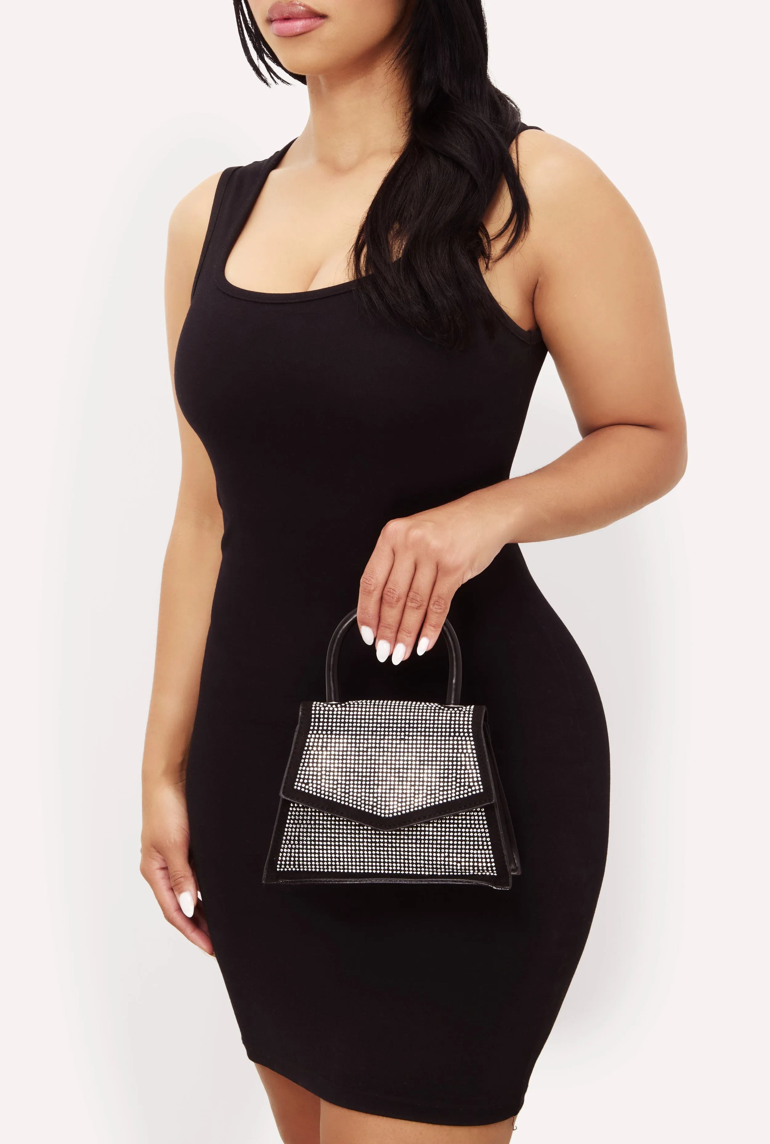 Stylish Metallic Studded Faux Leather Top Handle Crossbody Bag sold by Rainbow product image thumbnail 2