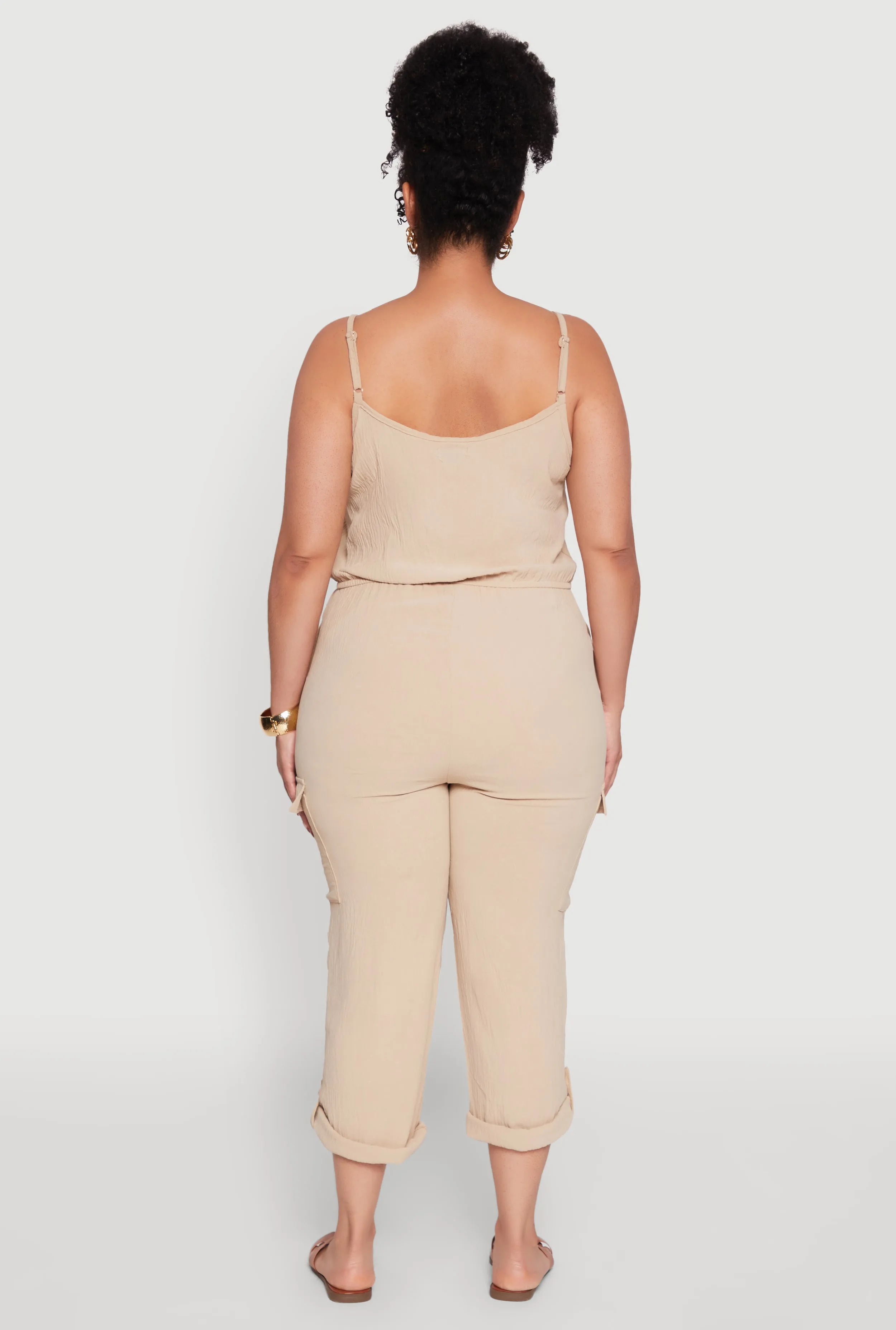 Plus Size Sleeveless Cargo Jumpsuit with Rolled Cuffs sold by Rainbow product image thumbnail 3
