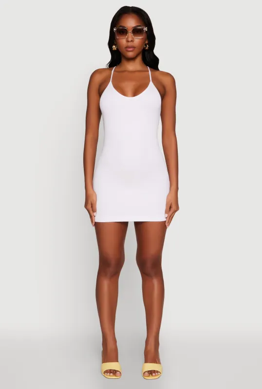 Seamless Rib Knit Scoop Neck Racerback Cami Dress sold by Rainbow