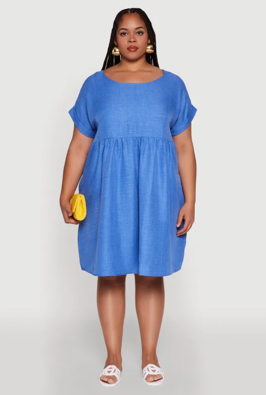 Plus Size Chic Sundress with Pockets and Scoop Neck sold by Rainbow