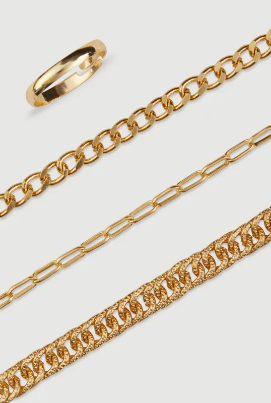 Assorted Metallic Chain Anklets with Toe Ring sold by Rainbow