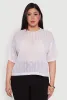 Plus Size Chic Sheer Mesh Blouse with Crew Neck and Short Sleeves sold by Rainbow