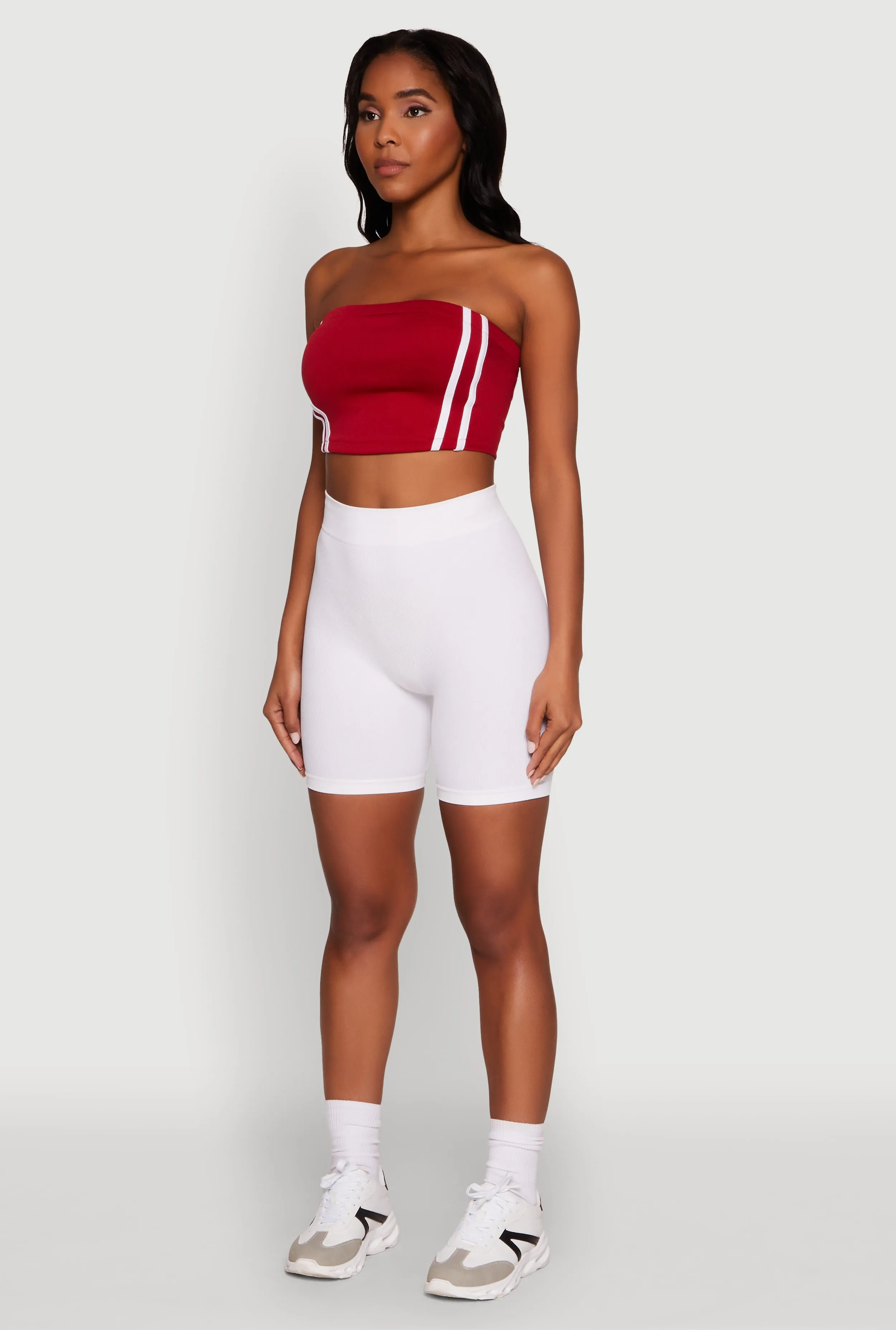 Trendy Strapless Varsity Stripe Tube Top sold by Rainbow product image thumbnail 5