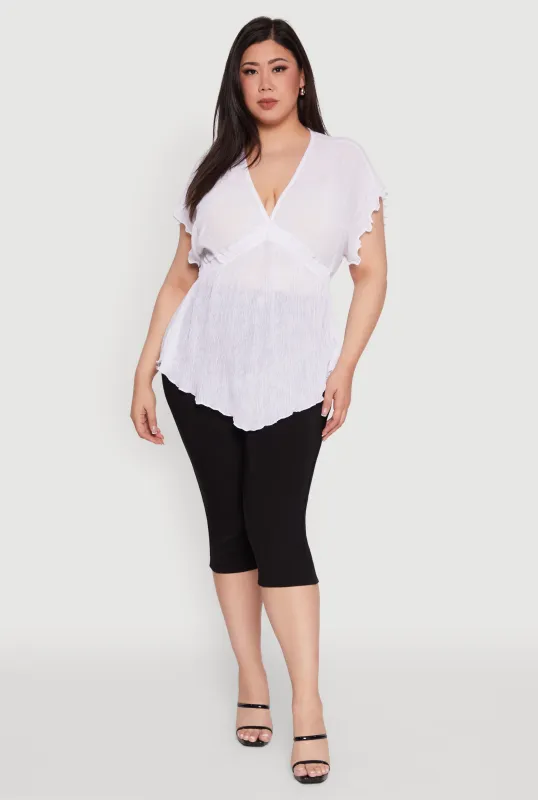 Plus Size Dolman Sleeve Lettuce Edge Blouse sold by Rainbow