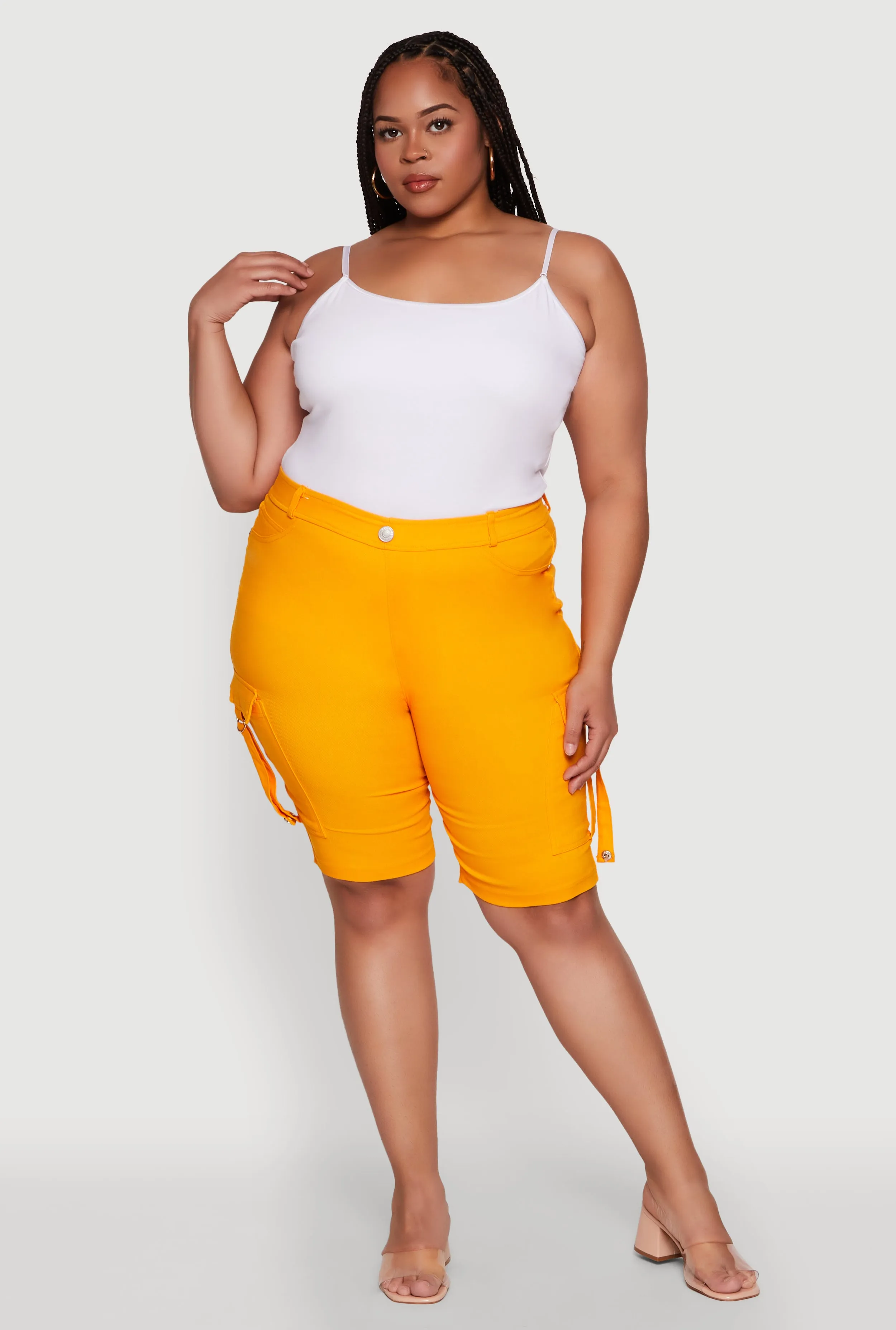 Plus Size Trendy High Waisted Bermuda Shorts with Cargo Pockets sold by Rainbow product image thumbnail 2