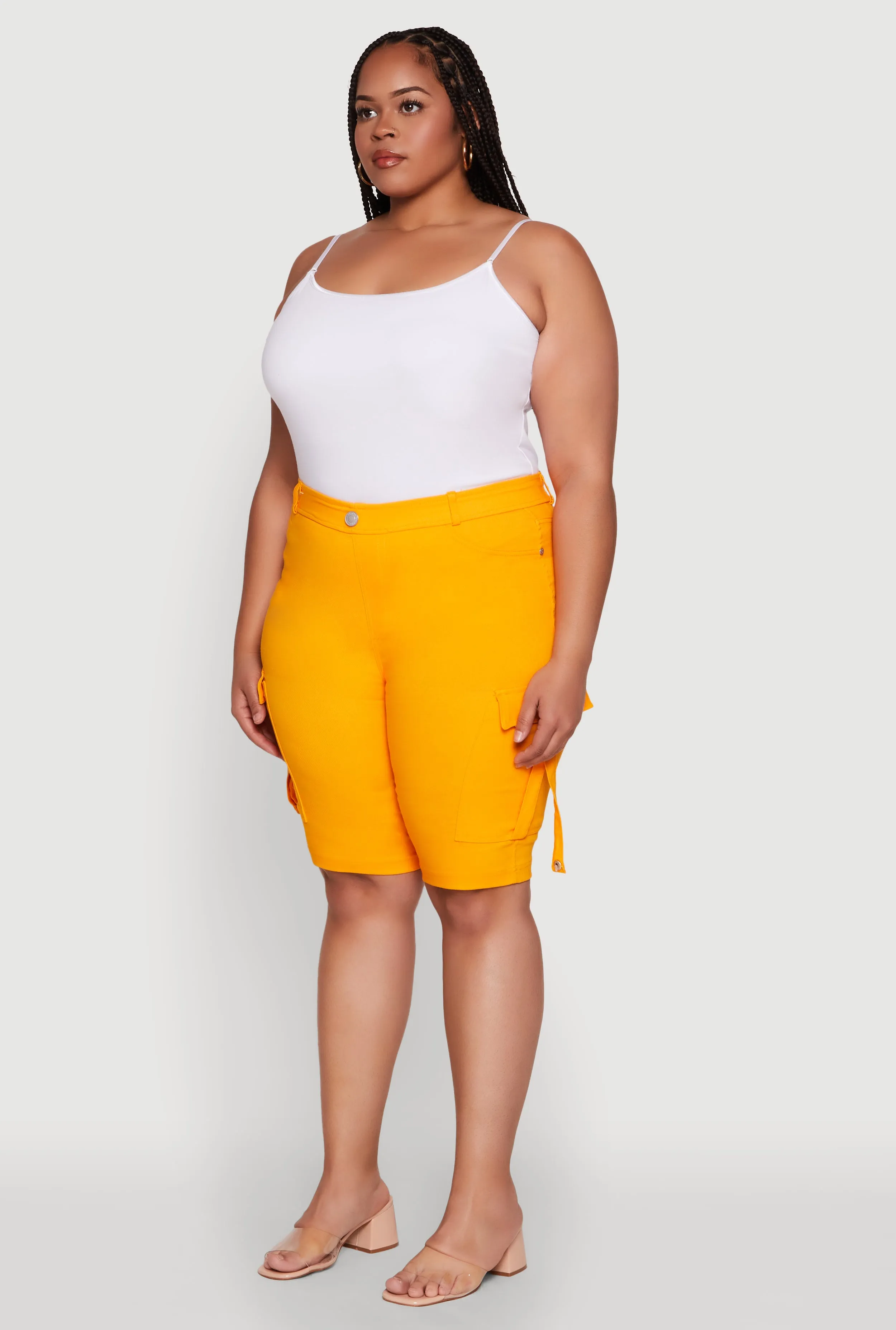 Plus Size Trendy High Waisted Bermuda Shorts with Cargo Pockets sold by Rainbow product image thumbnail 3