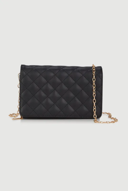 Chic Metallic Faux Leather Fold Over Clutch with Removable Straps sold by Rainbow