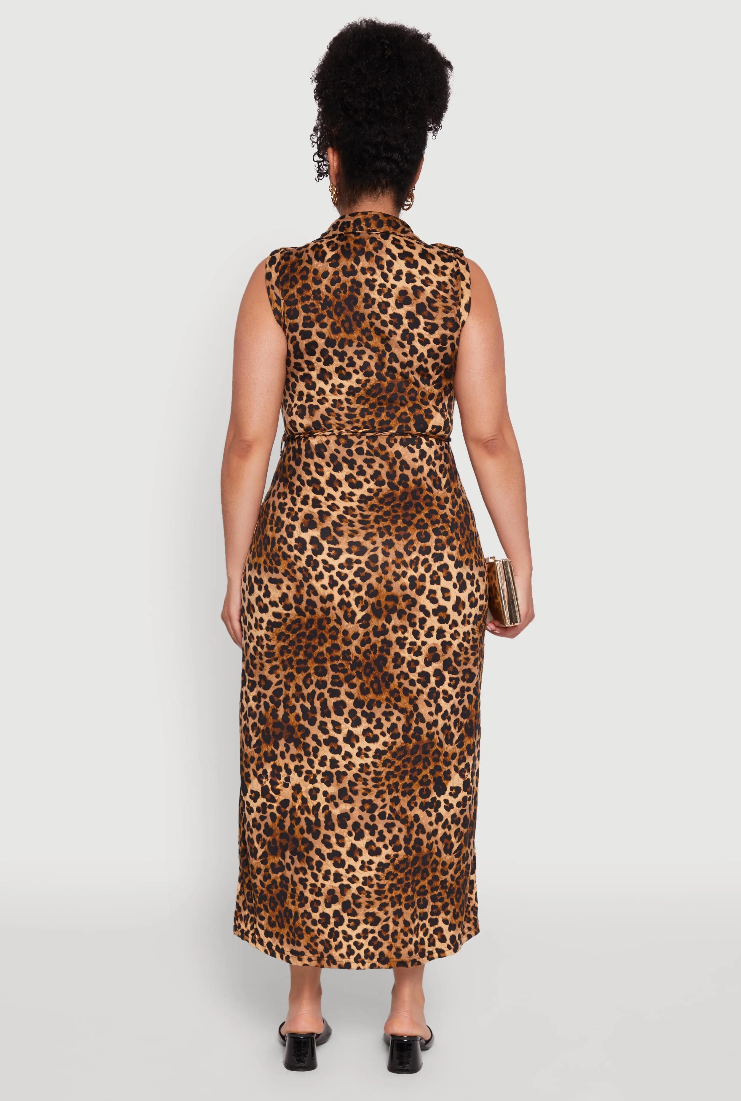 Plus Size Chic Sleeveless Shirt Dress with Tie Waist Belt sold by Rainbow product image thumbnail 5