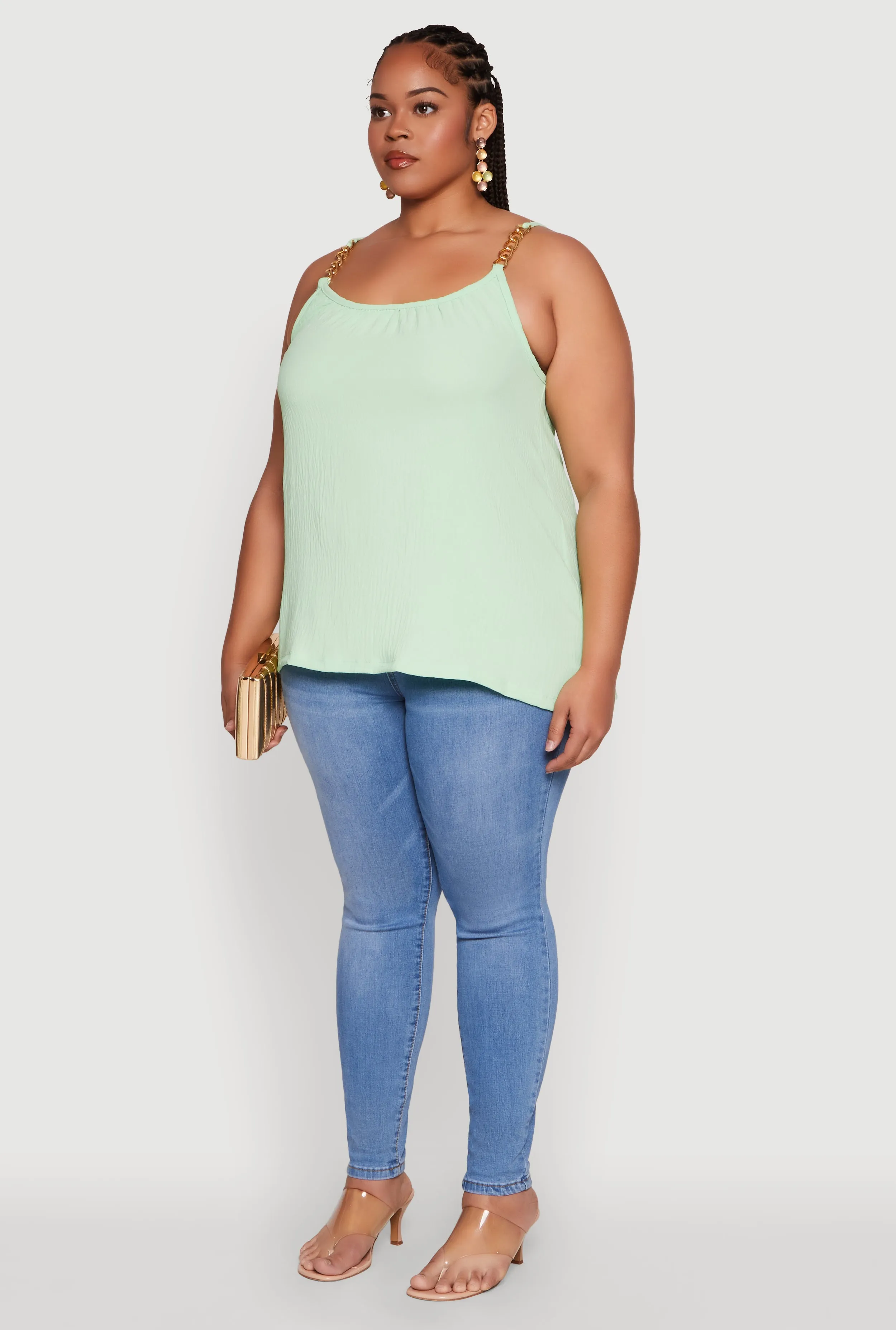 Plus Size Crepe Knit Cami with Chain Strap and Scoop Neck sold by Rainbow product image thumbnail 5