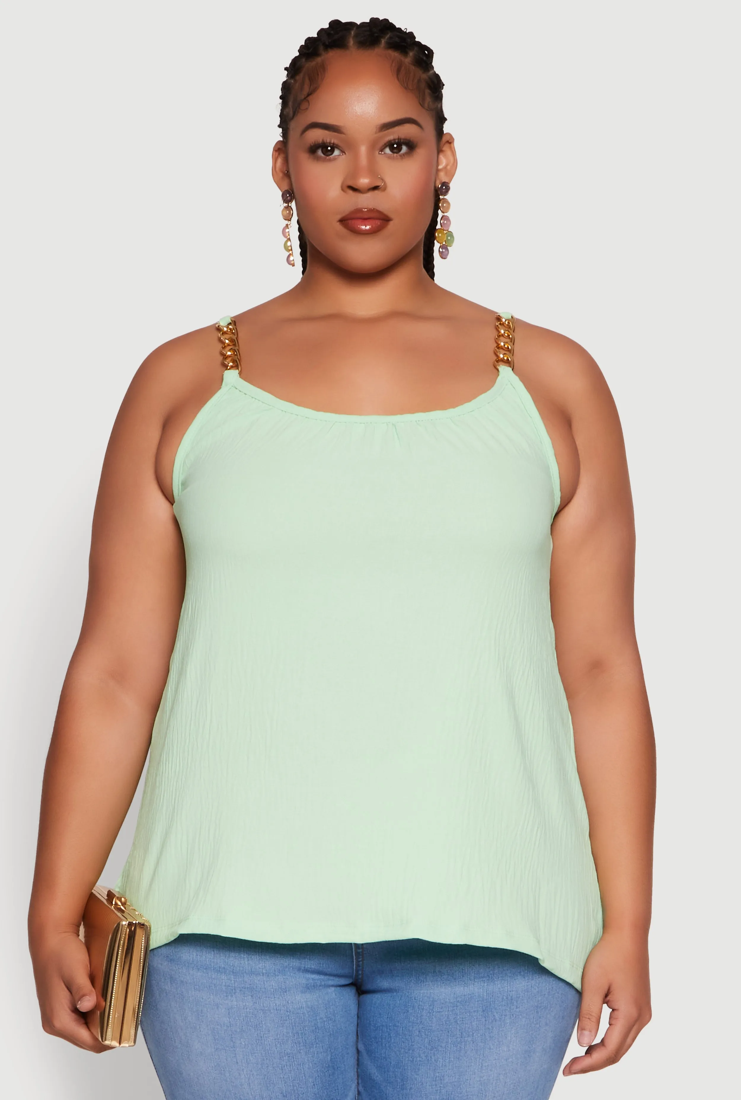 Plus Size Crepe Knit Cami with Chain Strap and Scoop Neck sold by Rainbow product image thumbnail 2