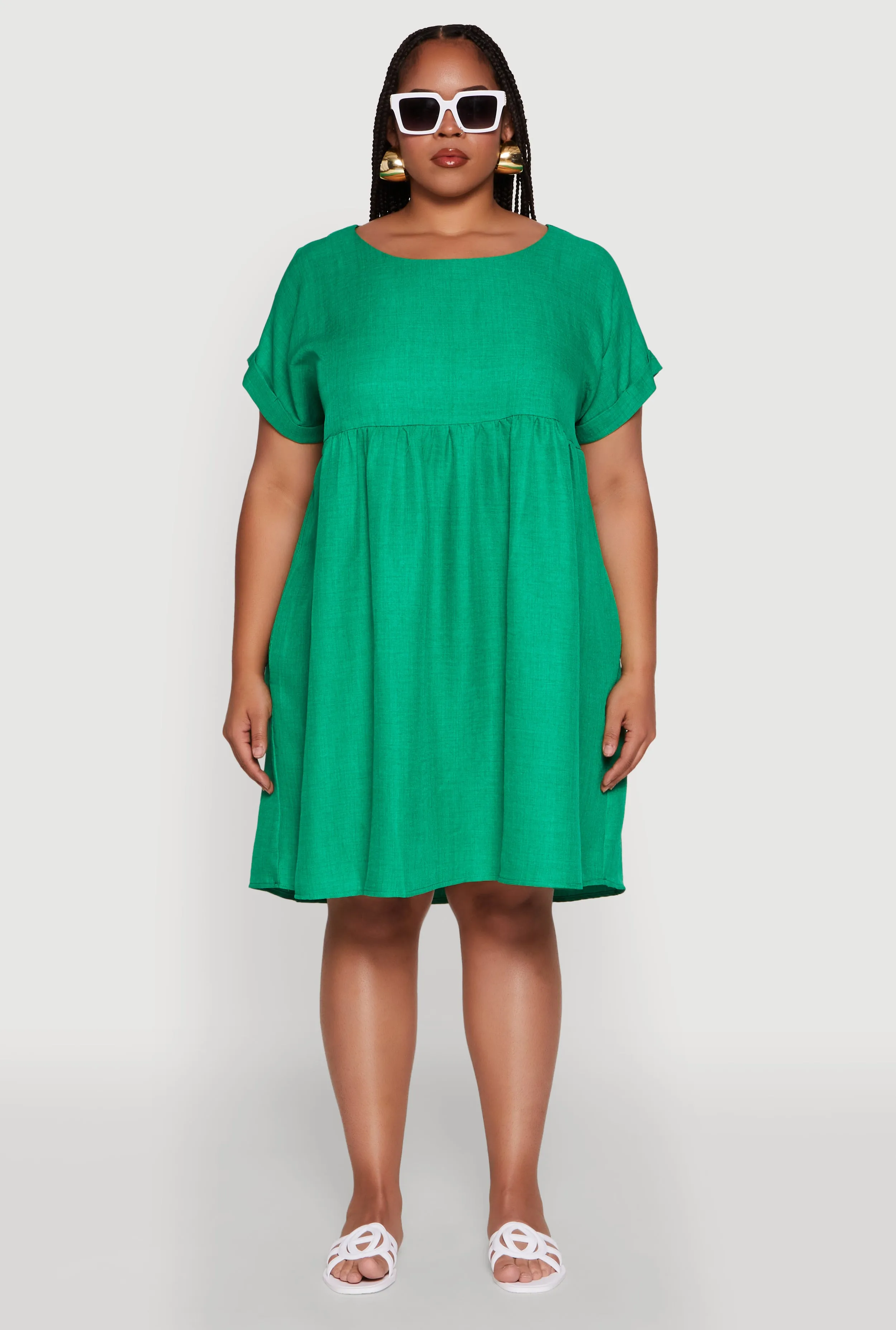 Plus Size Chic Sundress with Pockets and Scoop Neck sold by Rainbow product image thumbnail 2