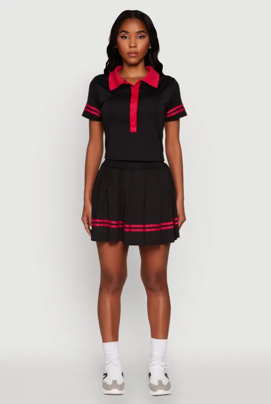 Trendy Varsity Stripe Pleated Mini Skirt sold by Rainbow