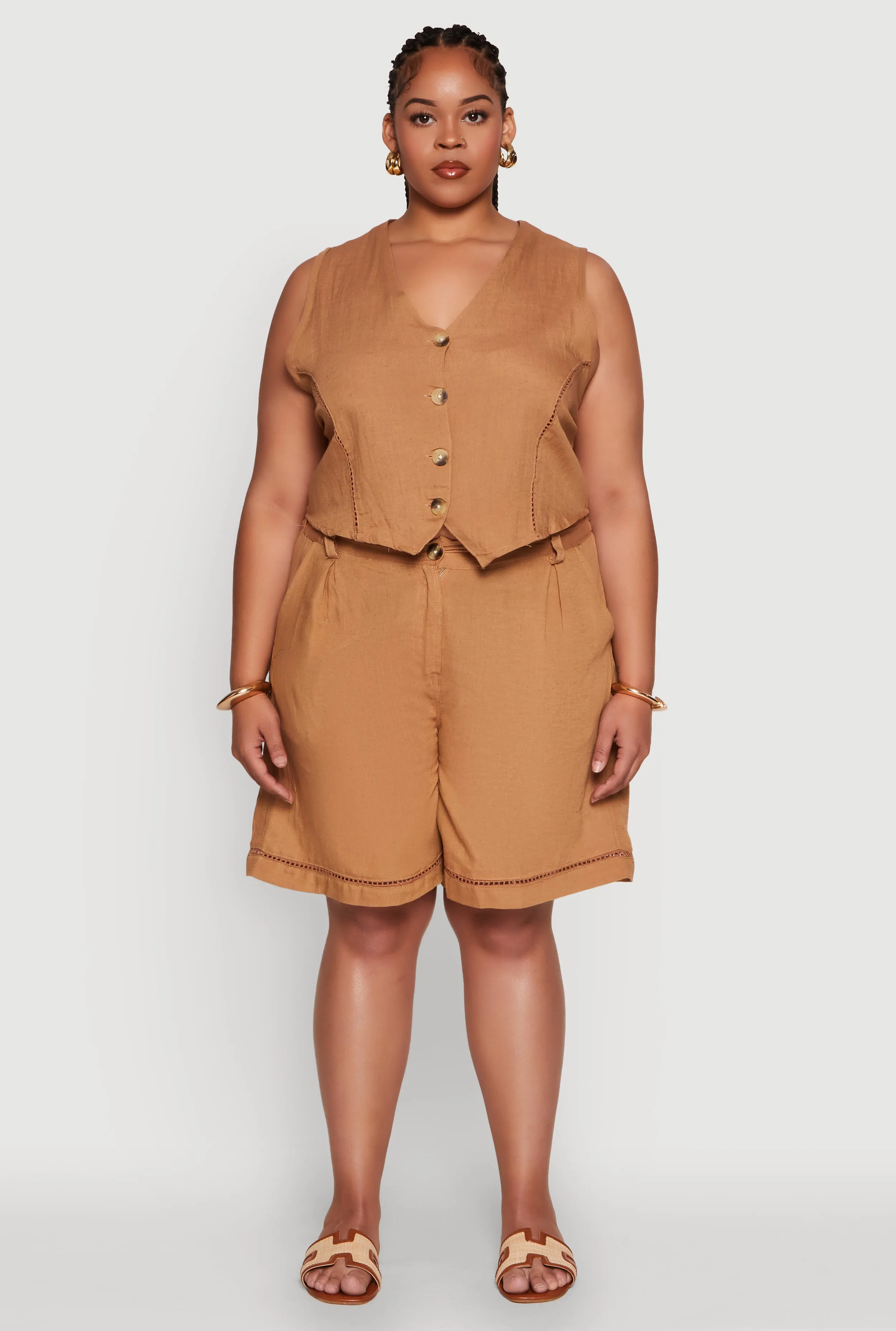 Plus Size Trendy Crochet Detail High Waisted Shorts sold by Rainbow product image thumbnail 2