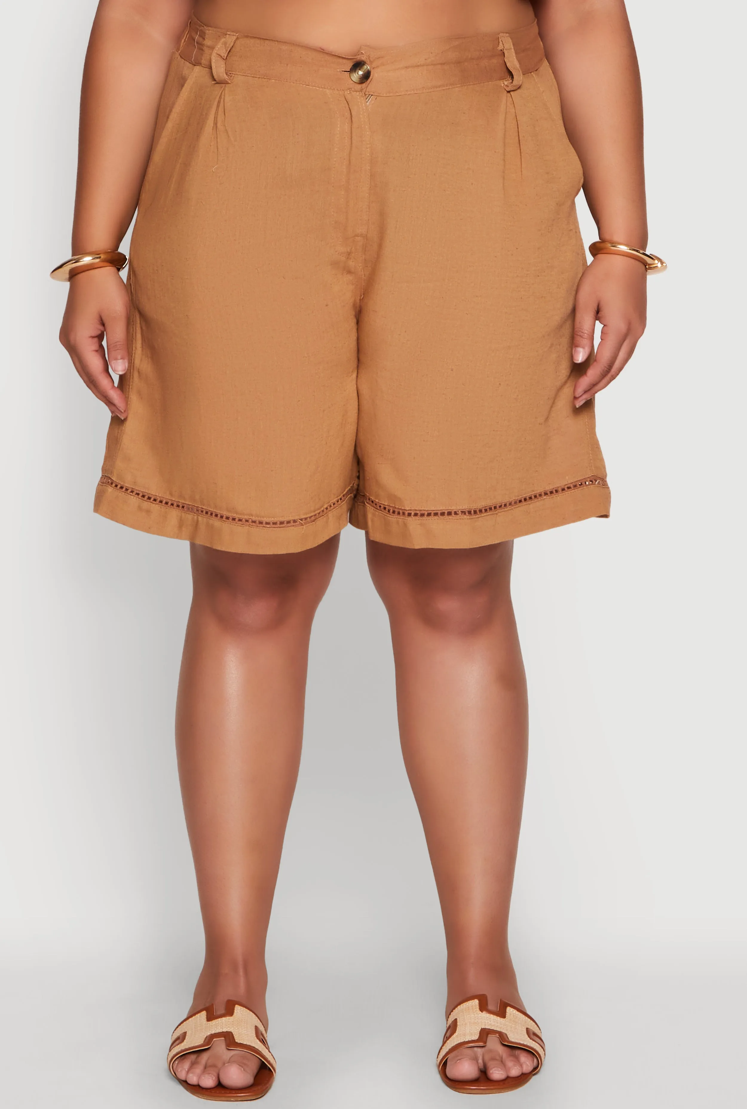 Plus Size Trendy Crochet Detail High Waisted Shorts sold by Rainbow product image thumbnail 3