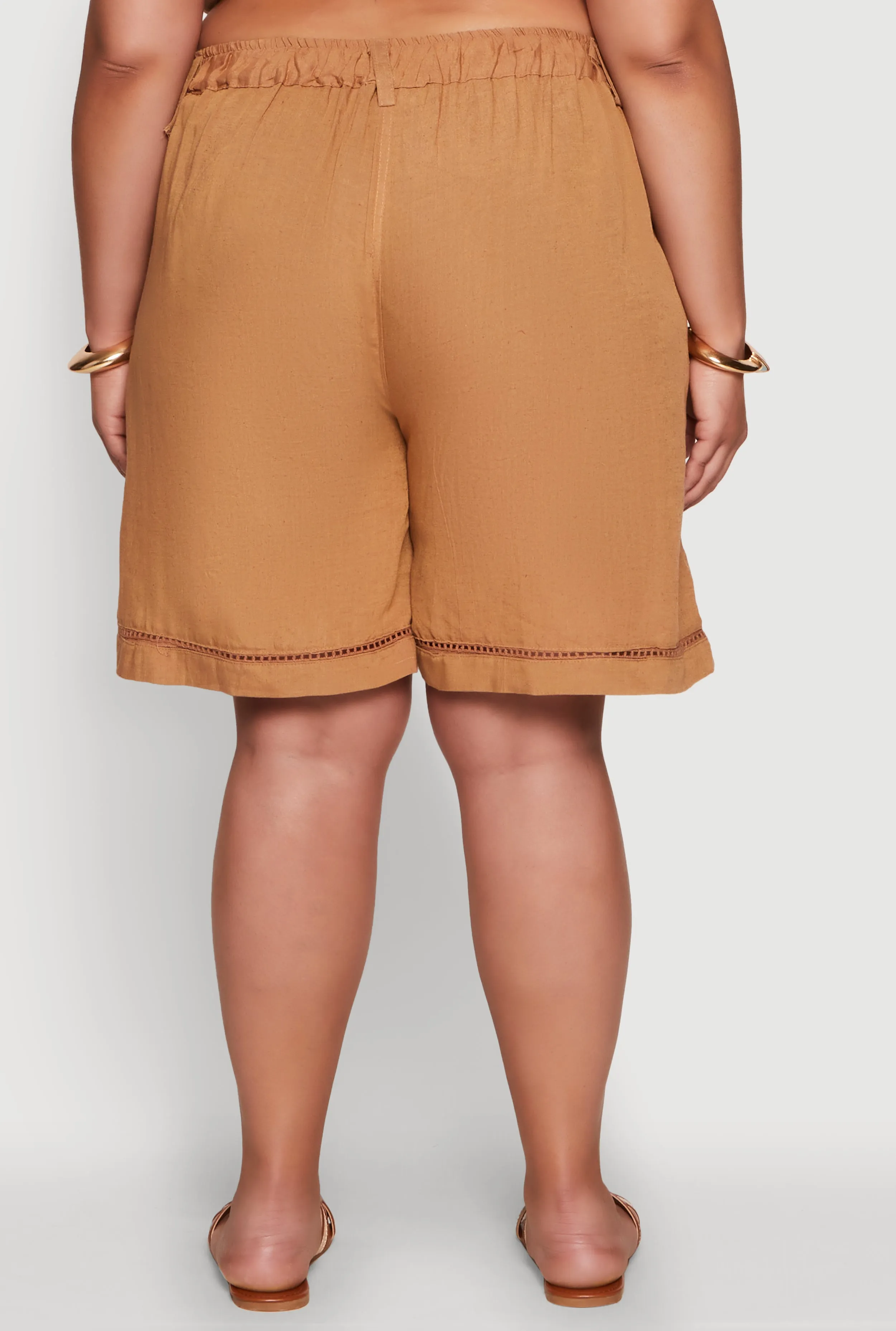 Plus Size Trendy Crochet Detail High Waisted Shorts sold by Rainbow product image thumbnail 5