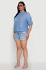 Plus Size Chic Sheer Mesh Blouse with Crew Neck and Short Sleeves sold by Rainbow