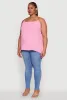 Plus Size Crepe Knit Cami with Chain Strap and Scoop Neck sold by Rainbow