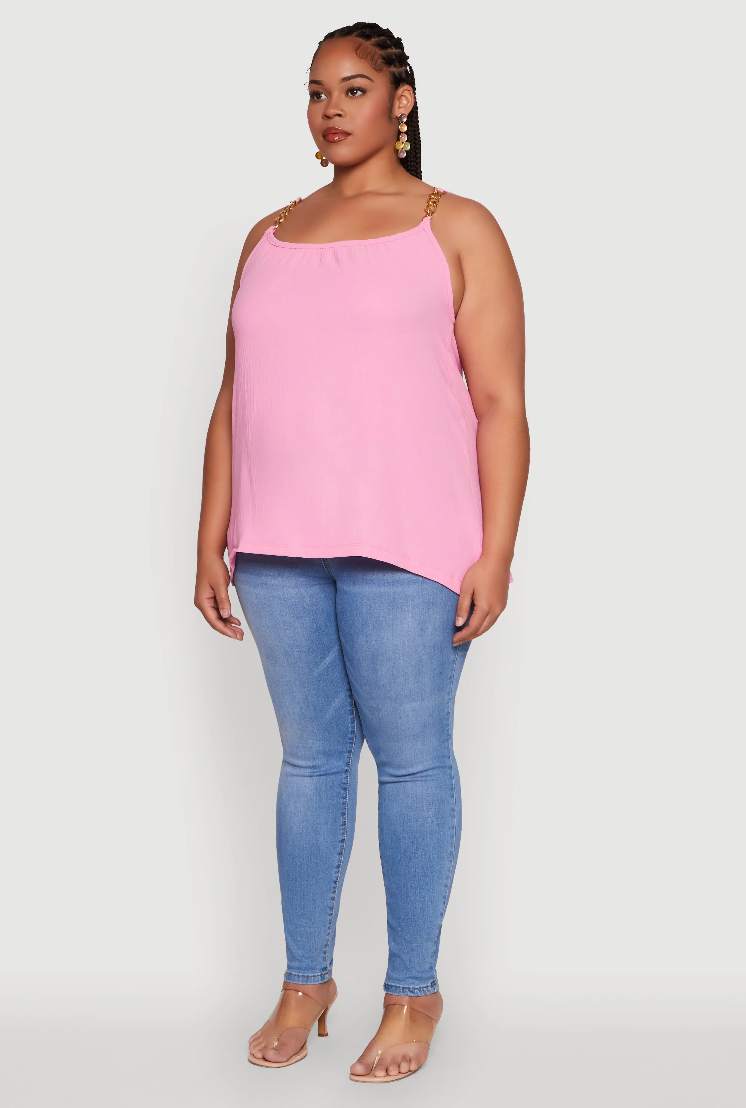 Plus Size Crepe Knit Cami with Chain Strap and Scoop Neck sold by Rainbow product image thumbnail 5