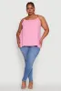 Plus Size Crepe Knit Cami with Chain Strap and Scoop Neck sold by Rainbow