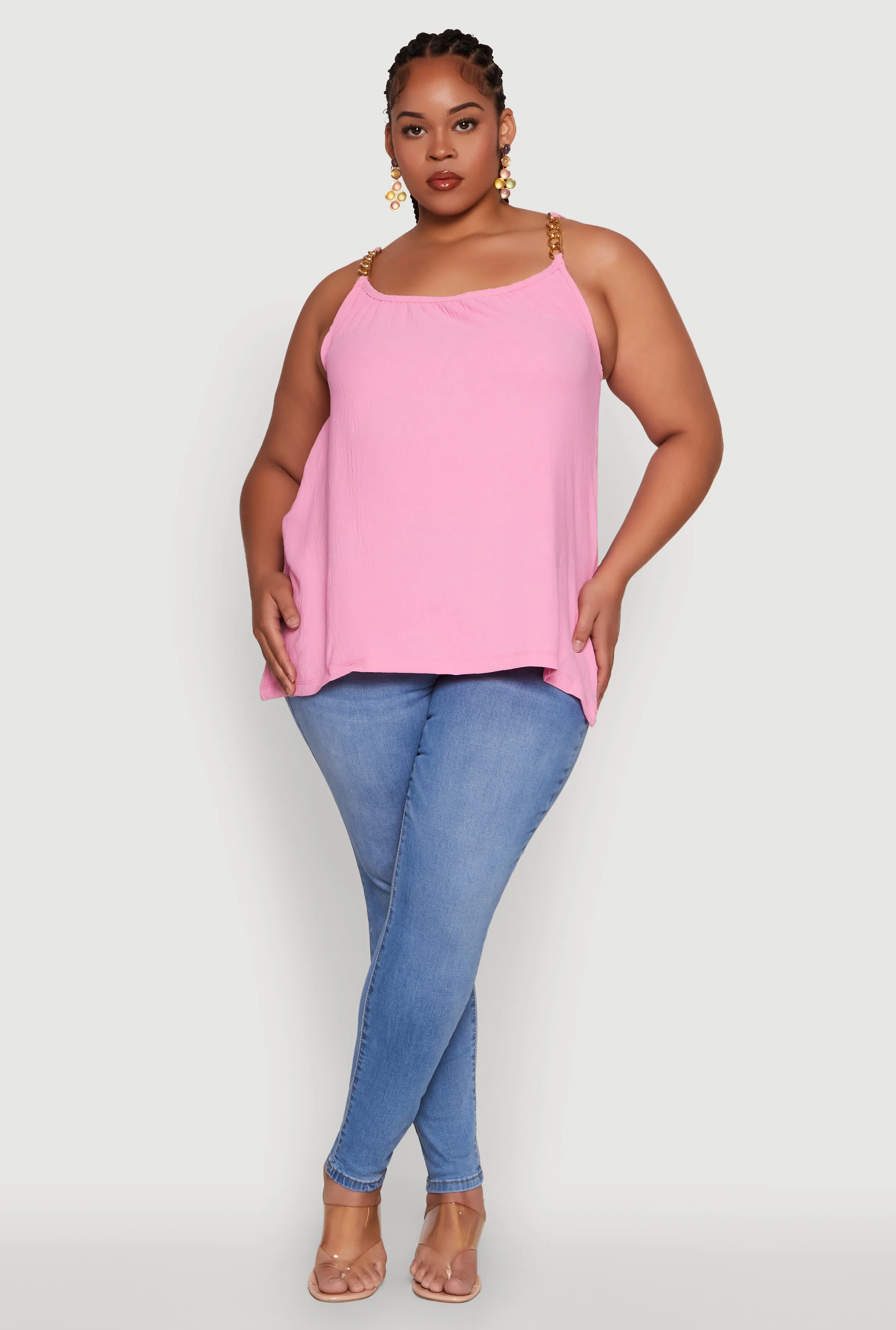 Plus Size Crepe Knit Cami with Chain Strap and Scoop Neck sold by Rainbow product image thumbnail 3