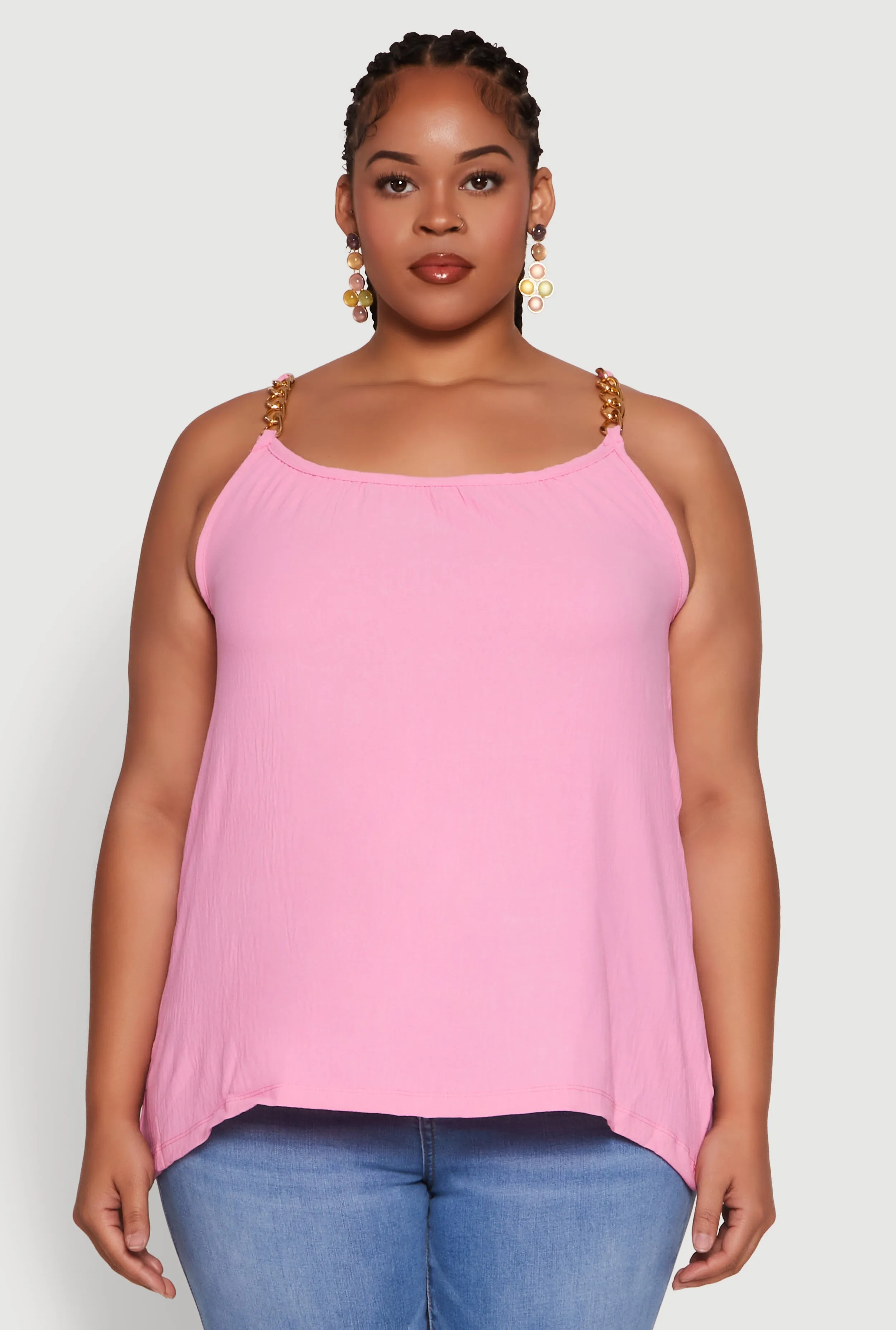 Plus Size Crepe Knit Cami with Chain Strap and Scoop Neck sold by Rainbow product image thumbnail 2
