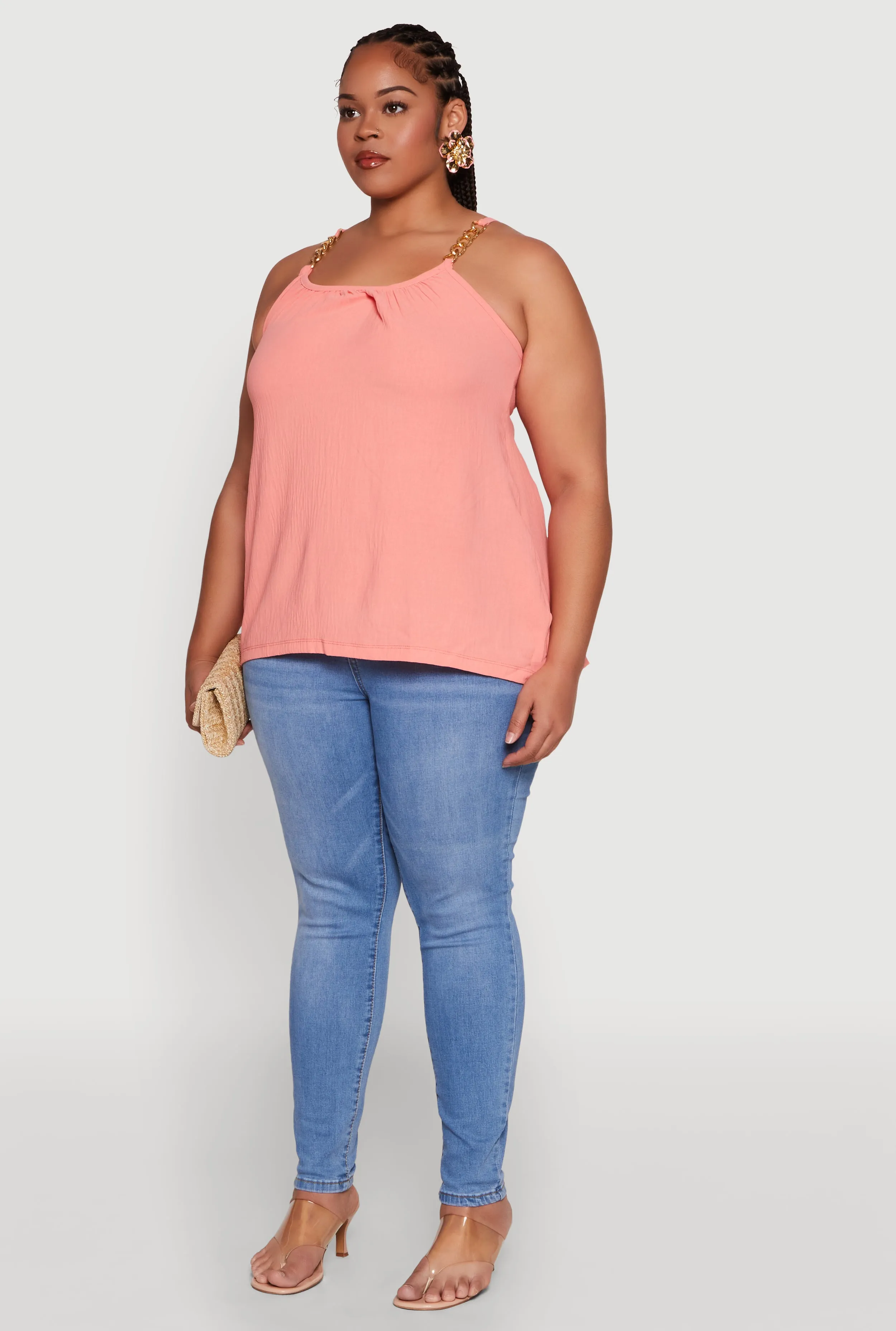 Plus Size Crepe Knit Cami with Chain Strap and Scoop Neck sold by Rainbow product image thumbnail 5